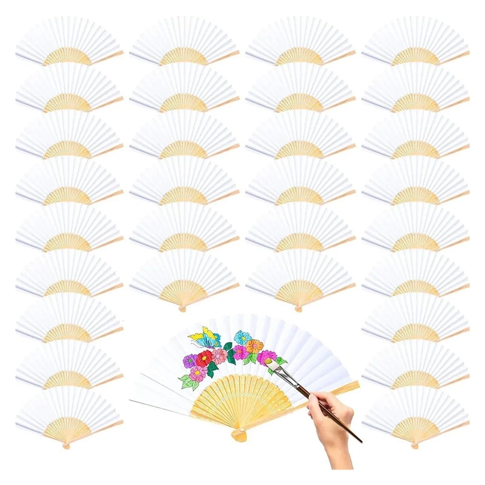 30/50 Stück Hochzeits-Handfächer, faltbare Fächer for Gäste, Papierfächer, for Hochzeit Für Haushalt Wohnen(50 pcs)