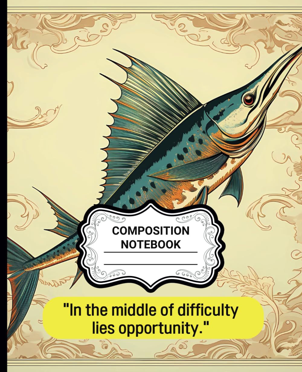 Composition Notebook College-Ruled Marlin(D): Vintage Marlin Composition Notebook, Journal for Kids, Teens, Girls, Student and Adults (120 White Colored Pages)