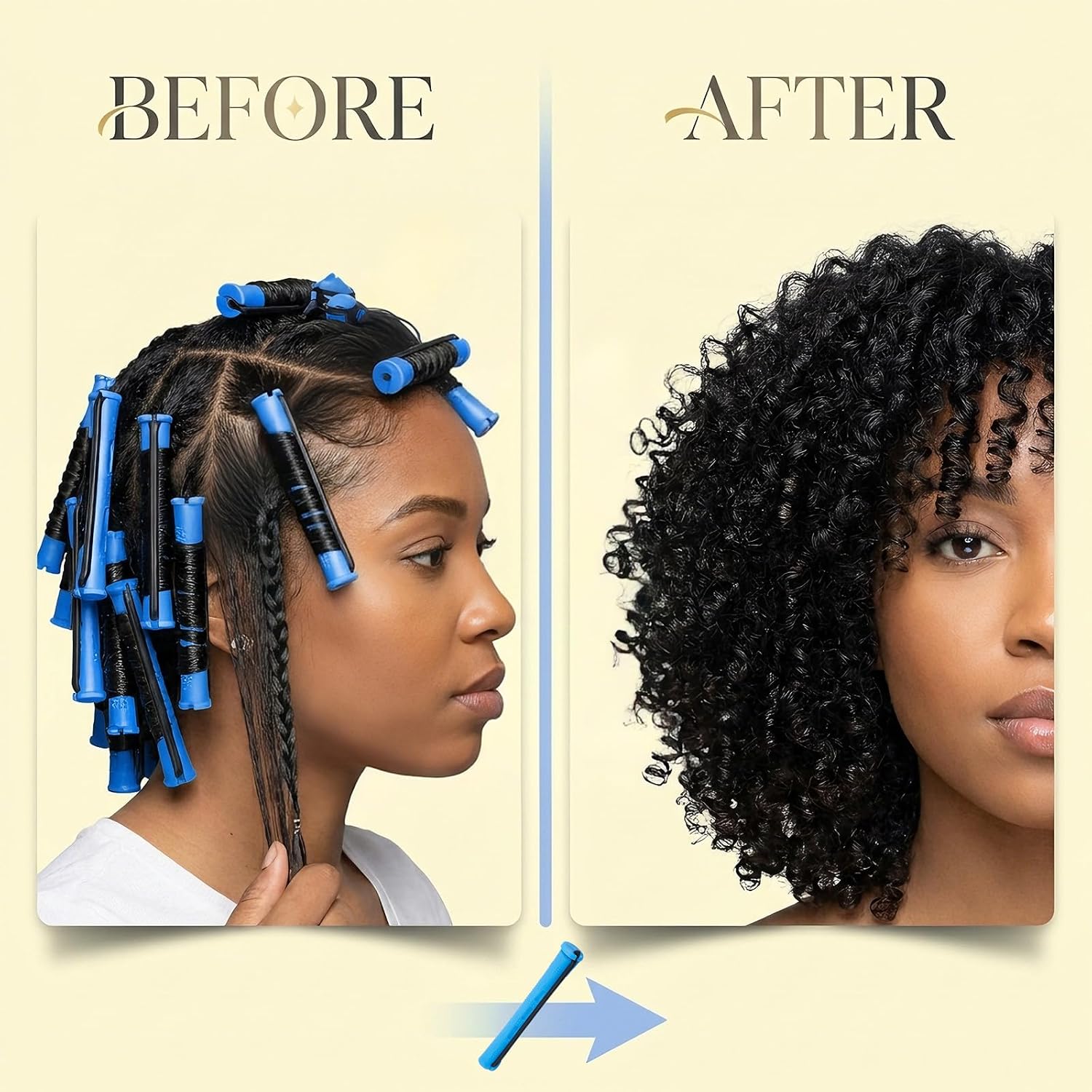 20 PCS Small Hair Perm Rods, 0.35 Inch Blue Plastic Cold Wave Curling Rollers, Heatless Hair Styling Tools for Short, Medium, and Long Hair