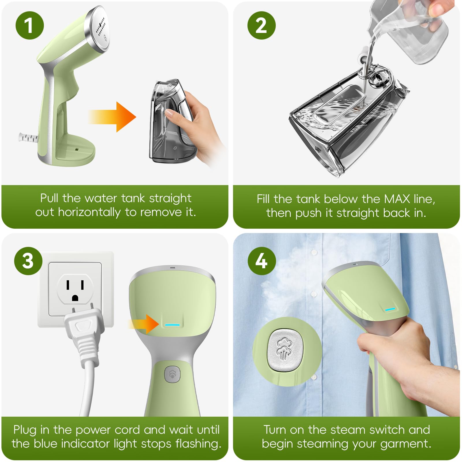 OGHom Portable Travel Handheld Steamer for Clothes, Garment Wrinkle Remover view 6