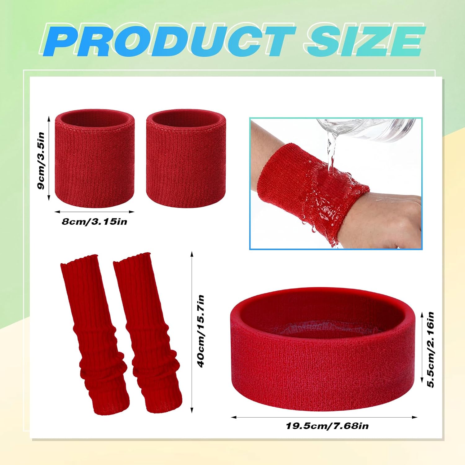 5 Pairs Leg Warmers Set for Women with 5 Sets Fitness Running Headband and Wristbands for Yoga Sport Theme Party Costume Accessories, One Size - Image 3