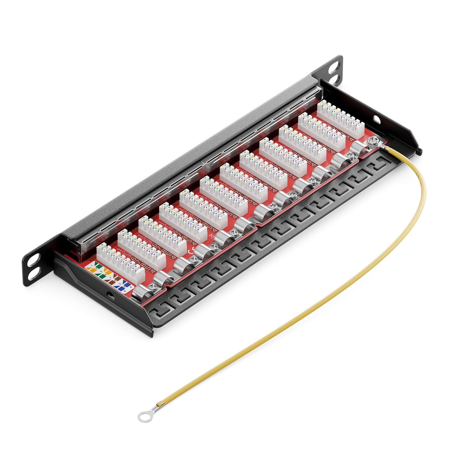 deleyCON Panel de Conexión Cat 6a 0,5U Mini 12 Puertos para Escritorio de Sobremesa de 10 Pulgadas RJ45 Blindado TIA568A TIA568B - Negro