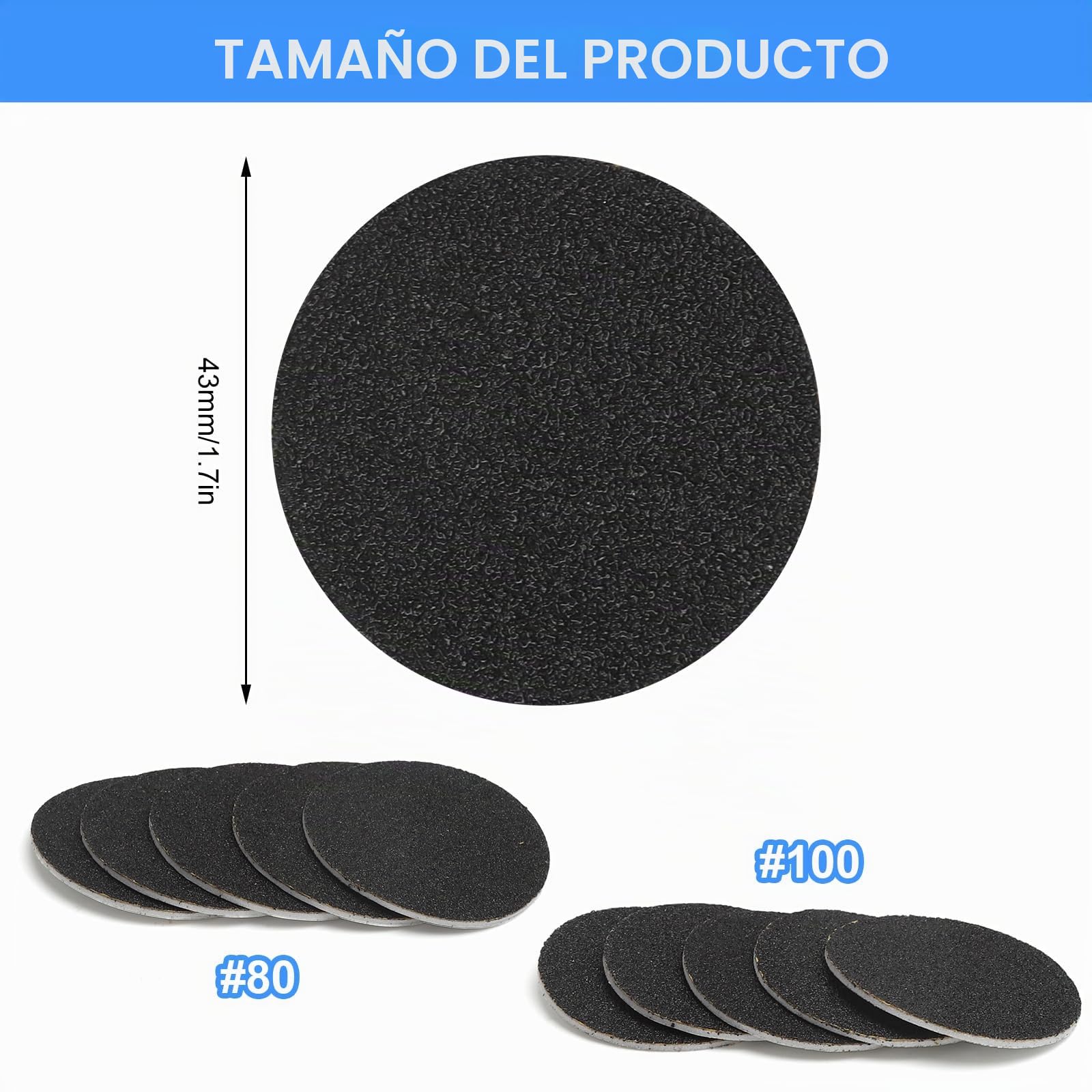 120 Discos Abrasivos Pies, Repuestos Papeles De Lija Pies con Grano 80 100, Recambios Papel De Lija Pies, Escofinas Para Pies Para Piel Seca, Juego de Pedicura para uso DoméStico, Salón