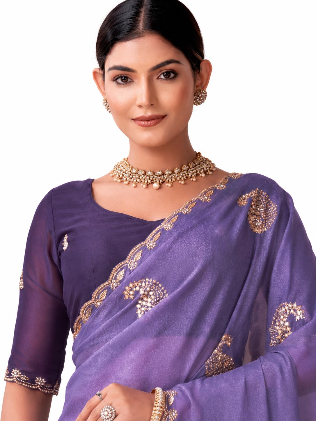 Women’s Designer Georgette Party Saree With Heavy Embroidery Border & Unstitched Blouse Piece For Wedding, Festival & Reception Women’s Designer Georgette Party Saree With Heavy Embroidery Border & Unstitched Blouse Piece For Wedding, Festival & Reception