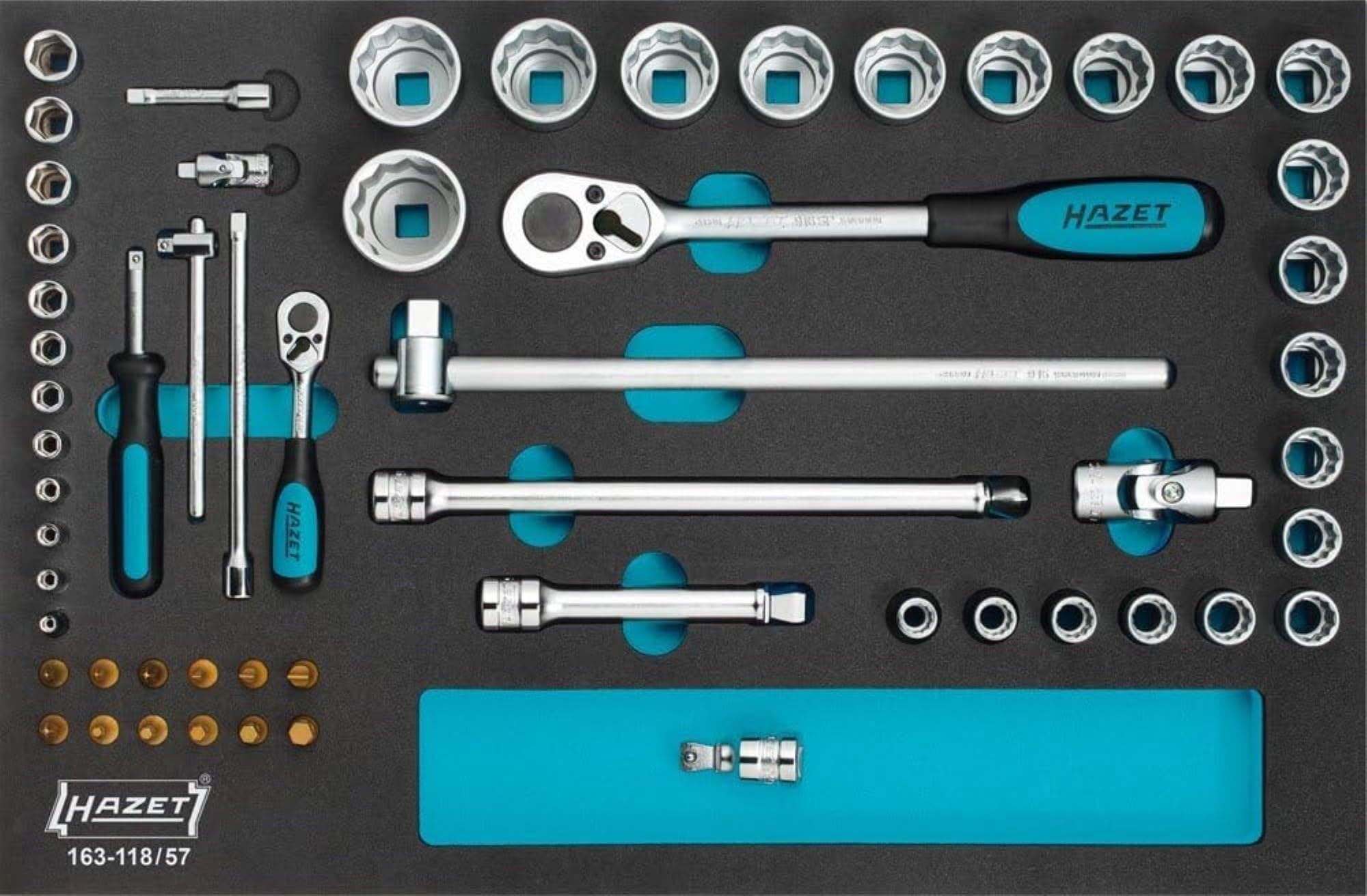163-118/57 57-Piece Socket Spanner Set, Grey, Size 7.75, Socket Wrench Set