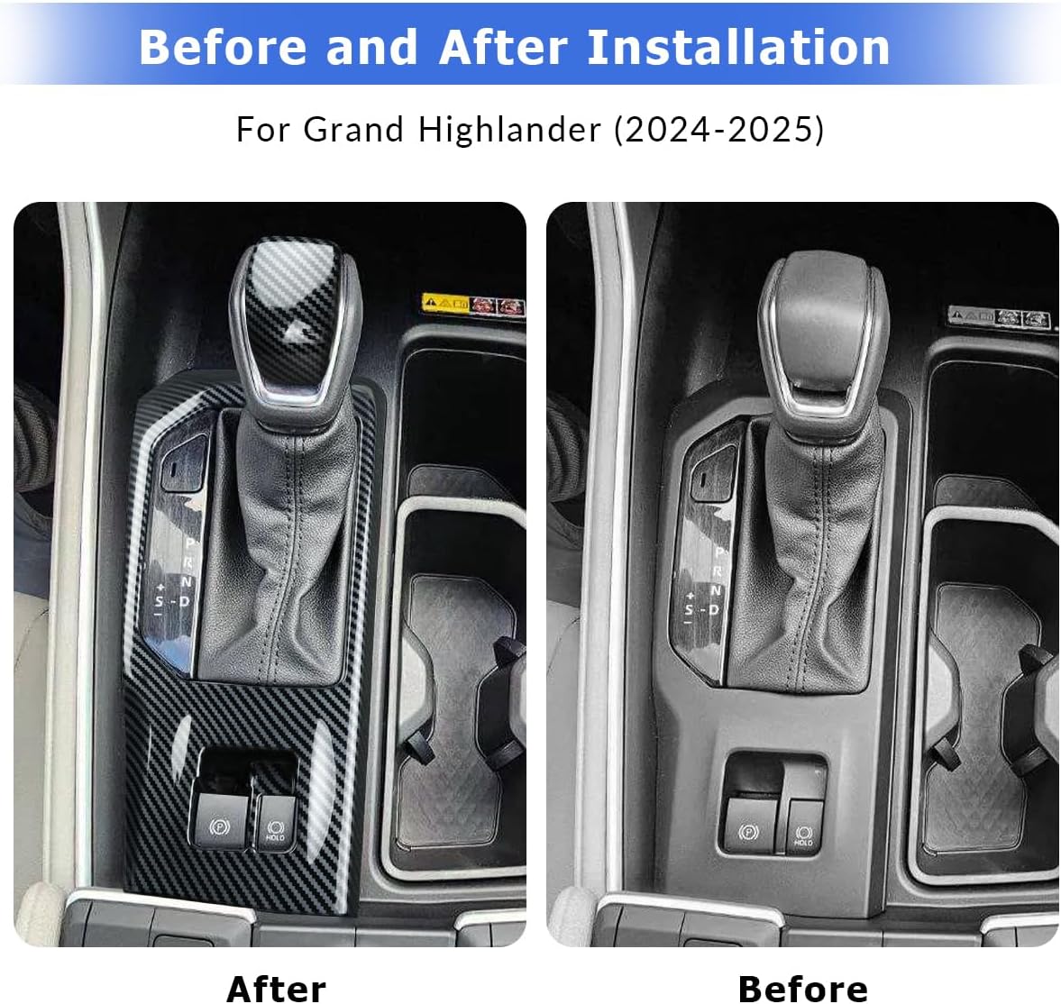 INTGET 2PCS Gear Shift Panel Knob Cover for 2026 Toyota Grand Highlander Accessories 2024 2025 ABS Carbon Fiber Hand Brake Head Trim Interior Decorative for XLE/Limited/Nightshade Edition/Platinum