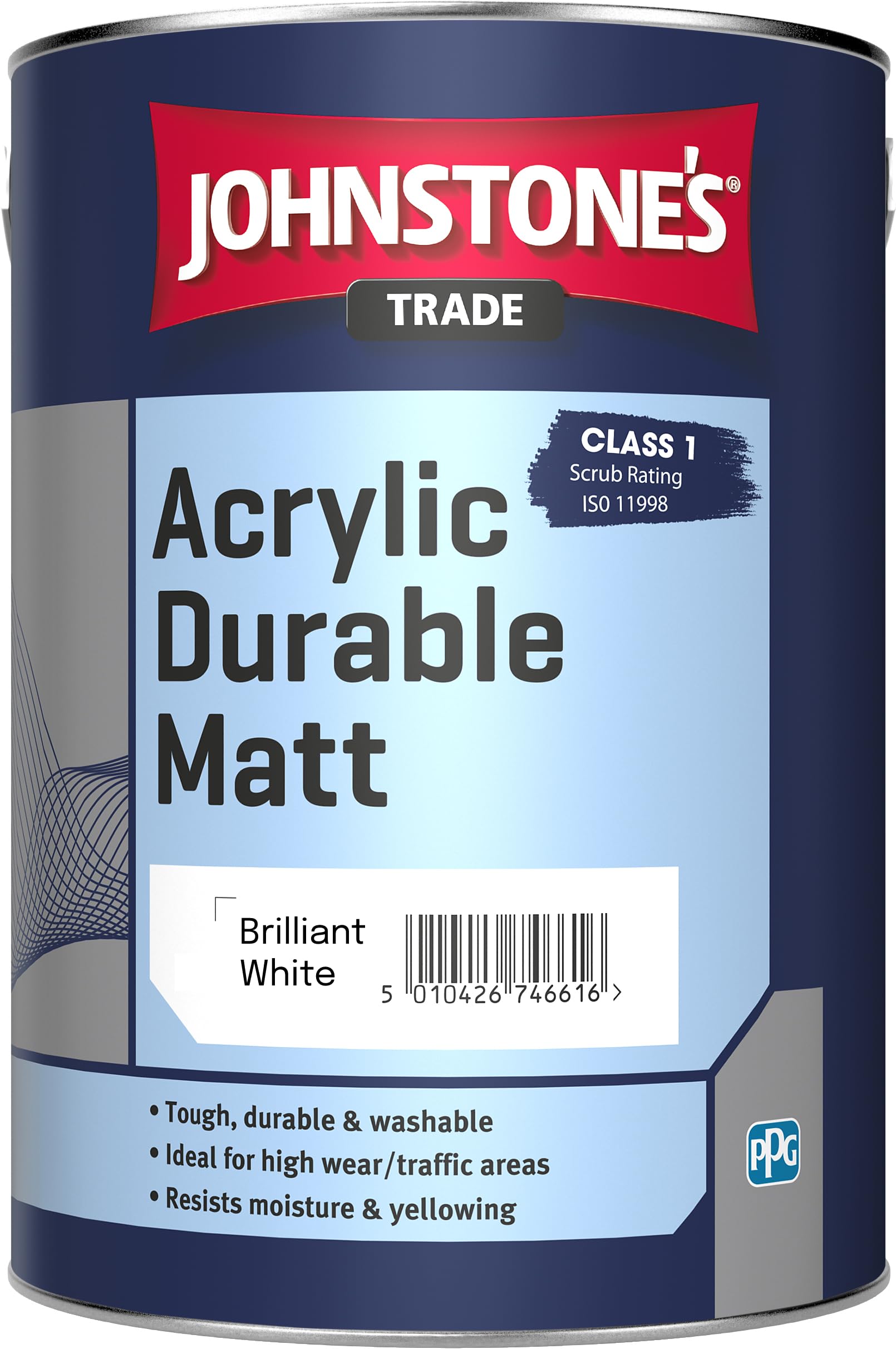 2.5LTR - JOHNSTONES TRADE ACRYLIC MATT EMULSION BRILLIANT WHITE
