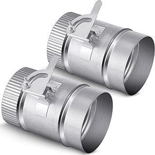 Therwen Backdraft Damper Duct Manual Volume Damper with Sleeve Stove Pipe Galvanized Sheet Adjustment Airflow Ducting Branch HVAC Air Balancing for Range Hoods, Fans(4 Inch, 2 Pcs)