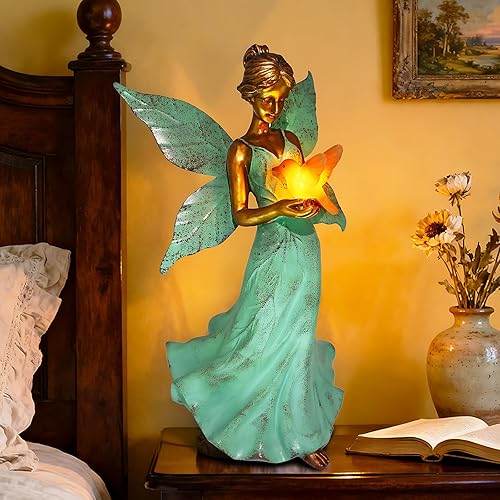 Miniatura 2 de Decoración solar de estatua de jardín de hadas, regalos de Navidad para mujeres, mamá, abuela, hermana, Navidad, hoja de ángel de 10 pulgadas,