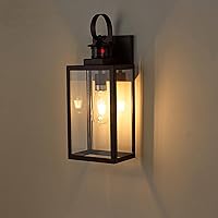 Vista 6 de MICSIU Lámpara de pared exterior con sensor de movimiento de 18.25 pulgadas, aplique de pared exterior del atardecer al amanecer con vidrio bronce