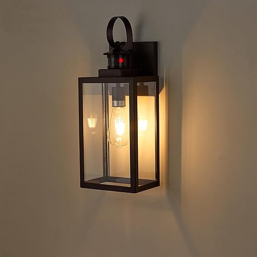 Miniatura 6 de MICSIU Lámpara de pared exterior con sensor de movimiento de 18.25 pulgadas, aplique de pared exterior del atardecer al amanecer con vidrio