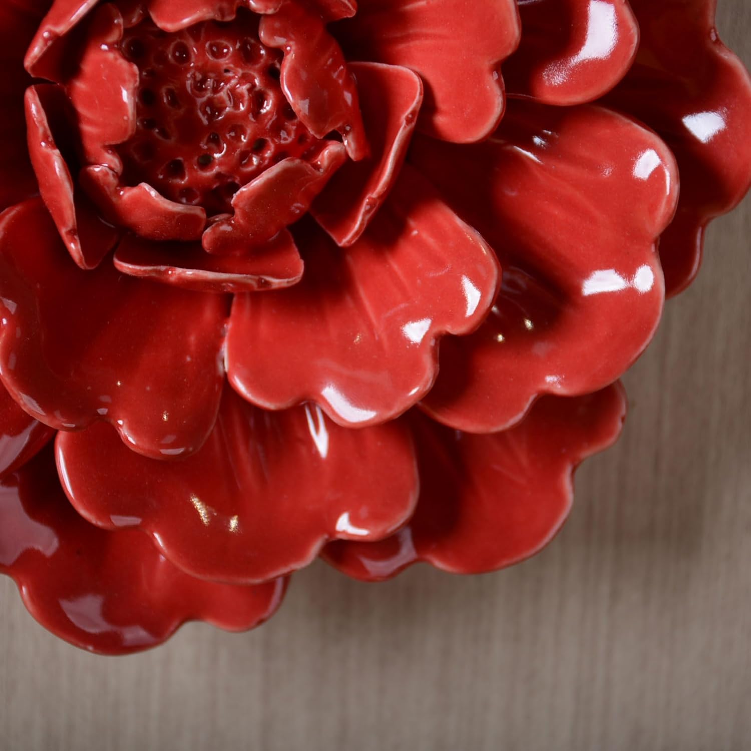 SEINHIJO Ceramic Flower Wall Decor 3D Wall Art Sculpture Home Gifts Modern Arts Pink Crafts 6.7inch