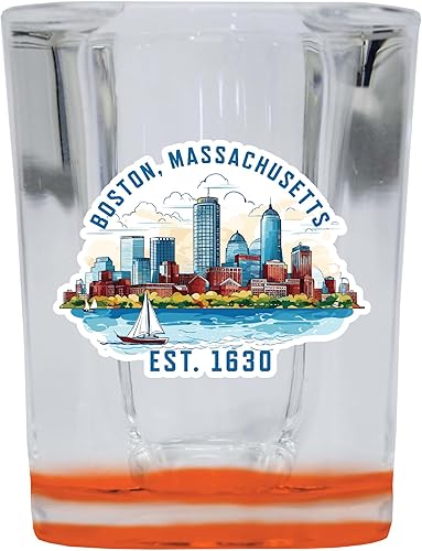 Miniatura 4 de R and R Imports Boston Massachusetts B Souvenir - Vaso de chupito cuadrado de 2.5 onzas, base azul individual