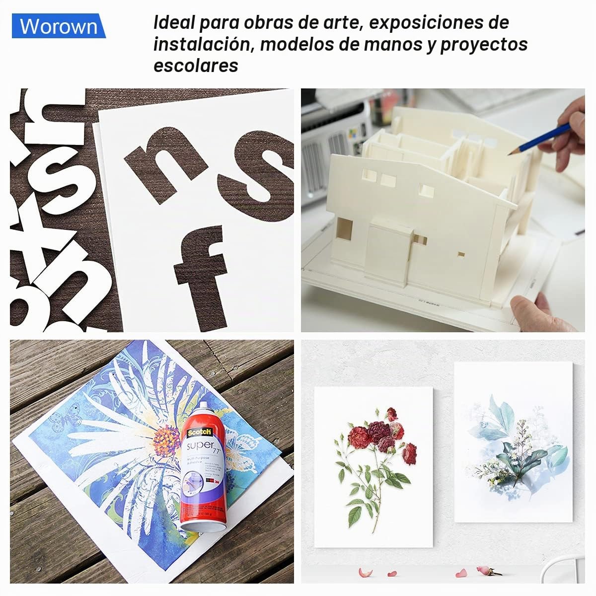 Worown 20 Láminas Cartón Pluma A3, Cartón de Espuma de 5 mm, Placa de Espuma Color Blanco para la Fabricación de Modelos, Presentaciones, Proyectos de Arte (42 x 29.7 cm)