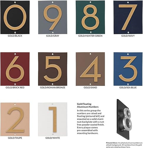 Miniatura 7 de Placa de dirección vertical de 3 pulgadas flotante con números de casa, aluminio, fácil de instalar, vertical, 1 dígito