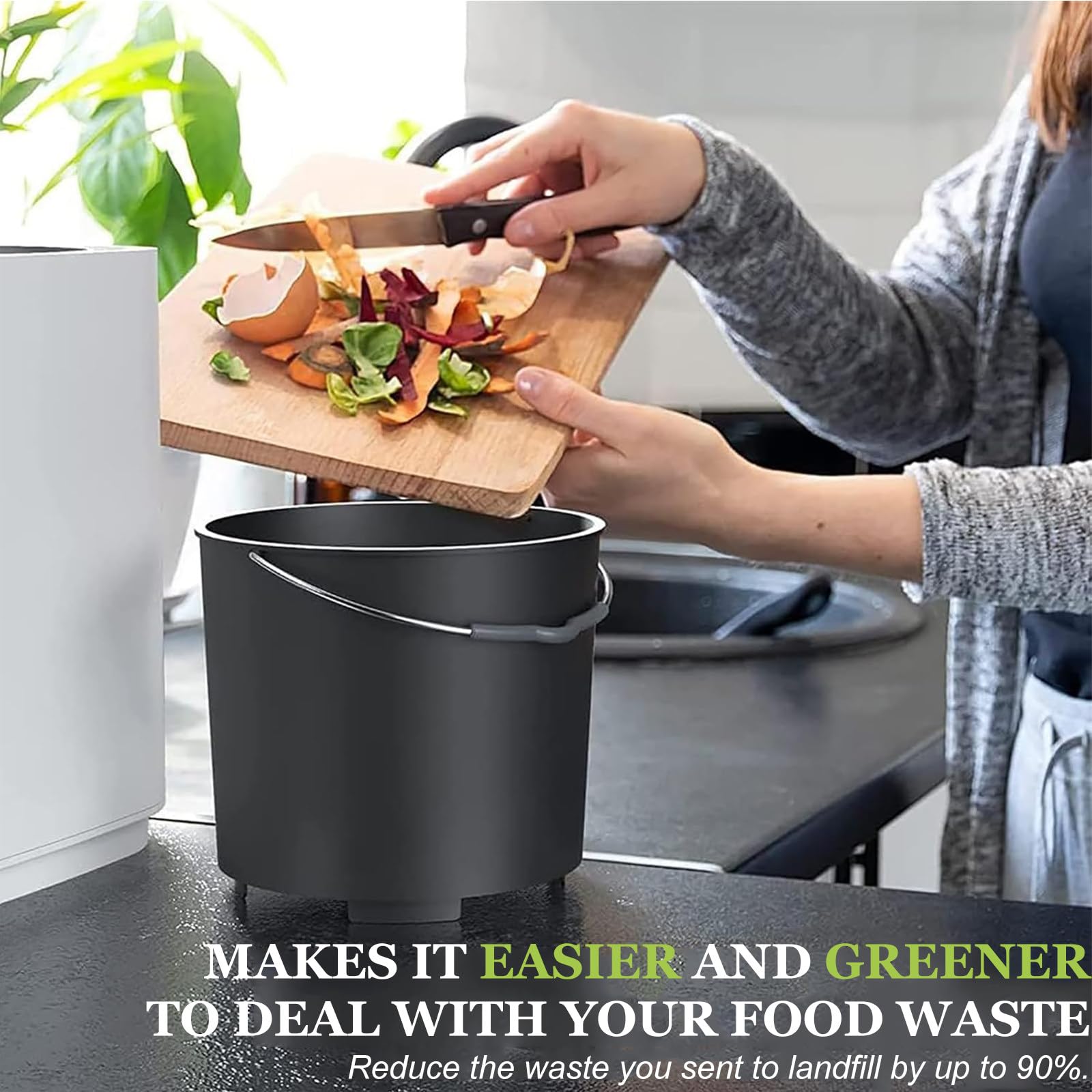 Compostador Inteligente para Encimera Sin Olor, Convierte Los Desechos En Fertilizante Seco, Compostador para Interiores, Compostador EléCtrico para Cocina,220V