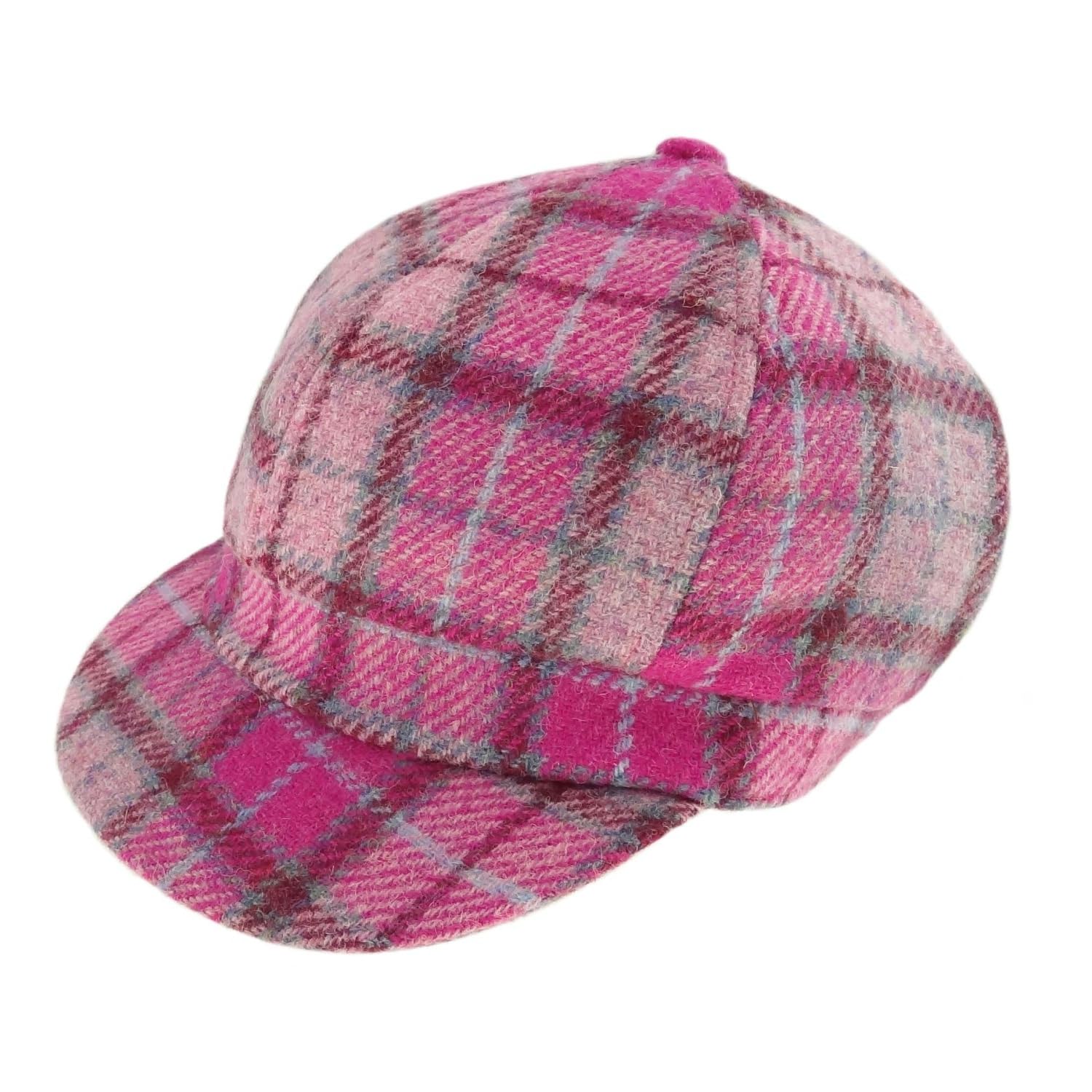 Glen Appin Women's Colour 138 Vibrant Pink Harris Tweed Bakerboy Cap (Colour 138 Vibrant Pink)