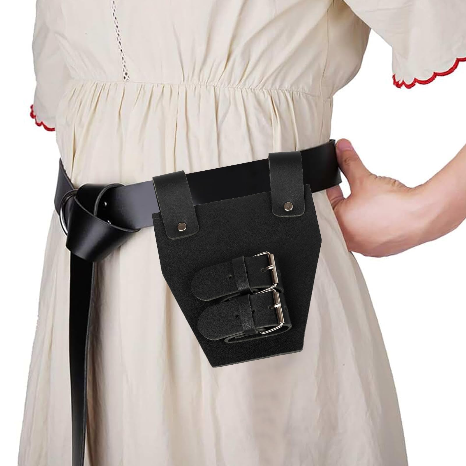 NUMJAW Medieval Sword Dagger Frog Pu Leather Sword Belt Sword Holder Belt Renaissance Belt for Knight Warrior Pirate Cosplay,Faux Medieval Sword Frog LARP Costume Accessory Rapier Samurai Sword Belt