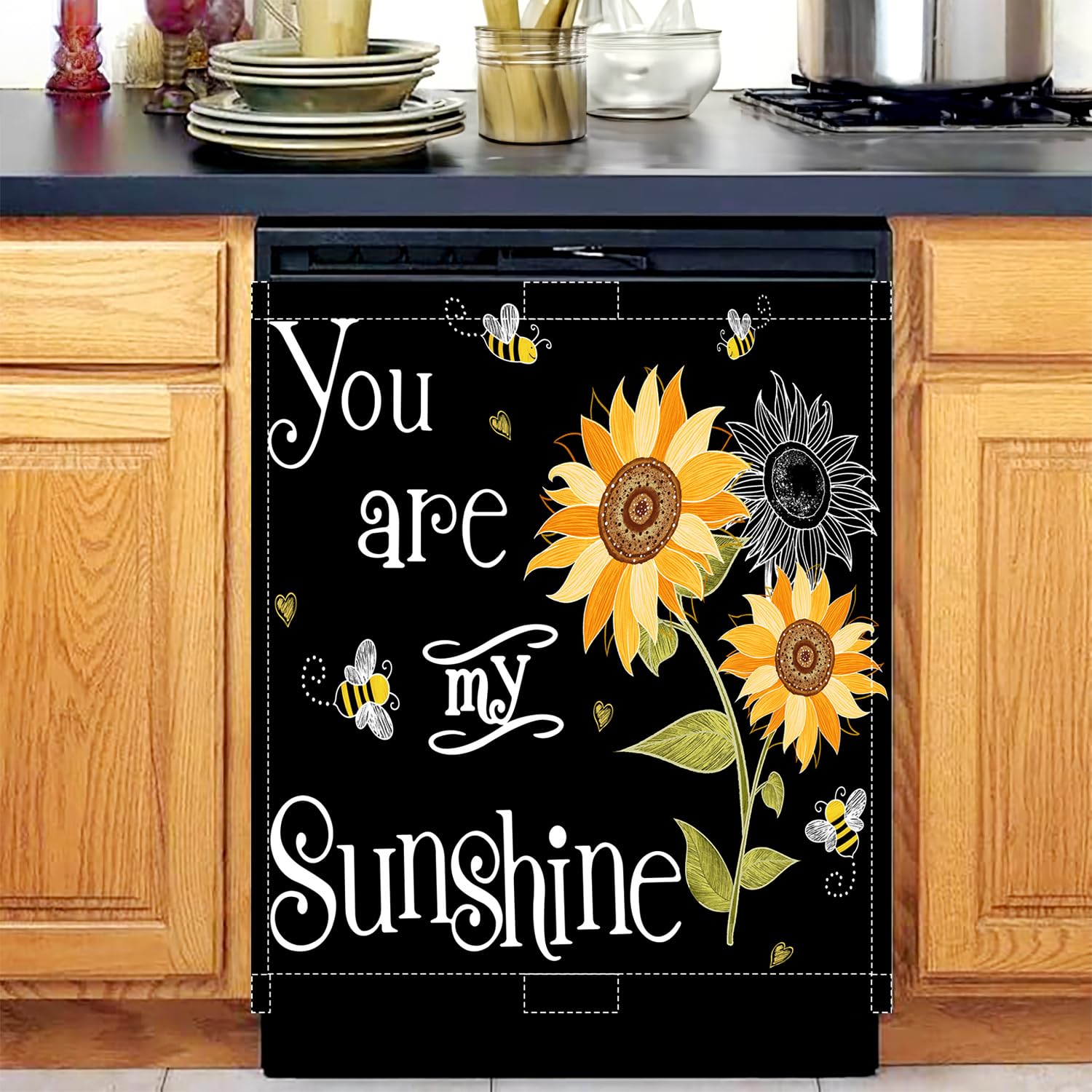 You are My Sunflower Dishwasher Magnet Cover, Summer Dishwasher Magnet Sticker for Kitchen Decoration 23x26in Dish Washer Magnetic Sticker Panel Decal