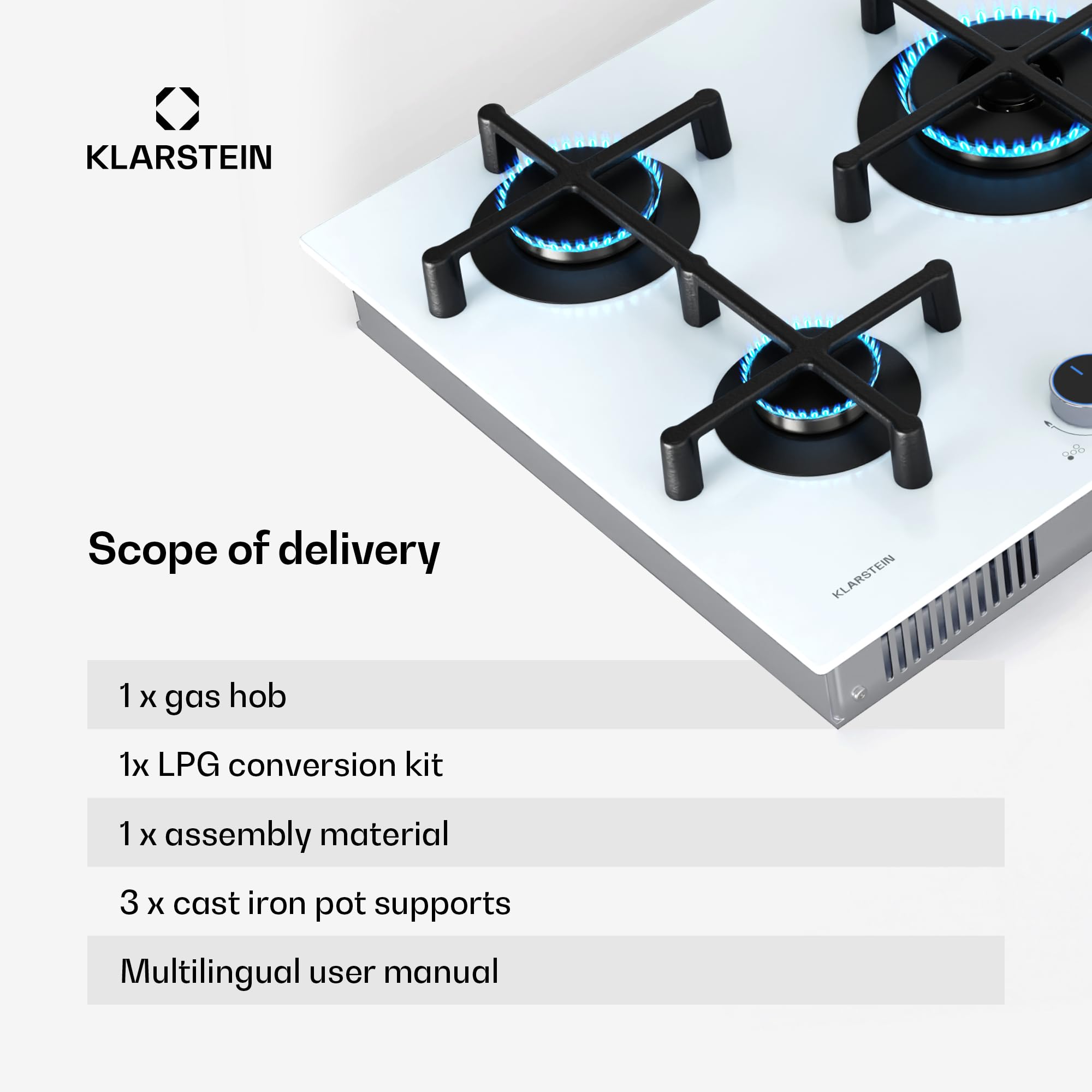 Klarstein 5-palnikowa kuchenka gazowa, 11,5 kW kuchenka gazowa do zabudowy, kuchenka gazowa ze stali nierdzewnej do kampera, 5-palnikowa kuchenka gazowa, pięciopalnikowa kuchenka gazowa, nowoczesna