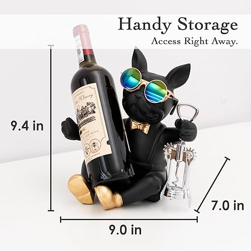 Miniatura 5 de Juju Bulldog - Soporte para vino y cuenco para llave para mesa de entrada, bandeja decorativa única para decoración del hogar, soporte para botellas