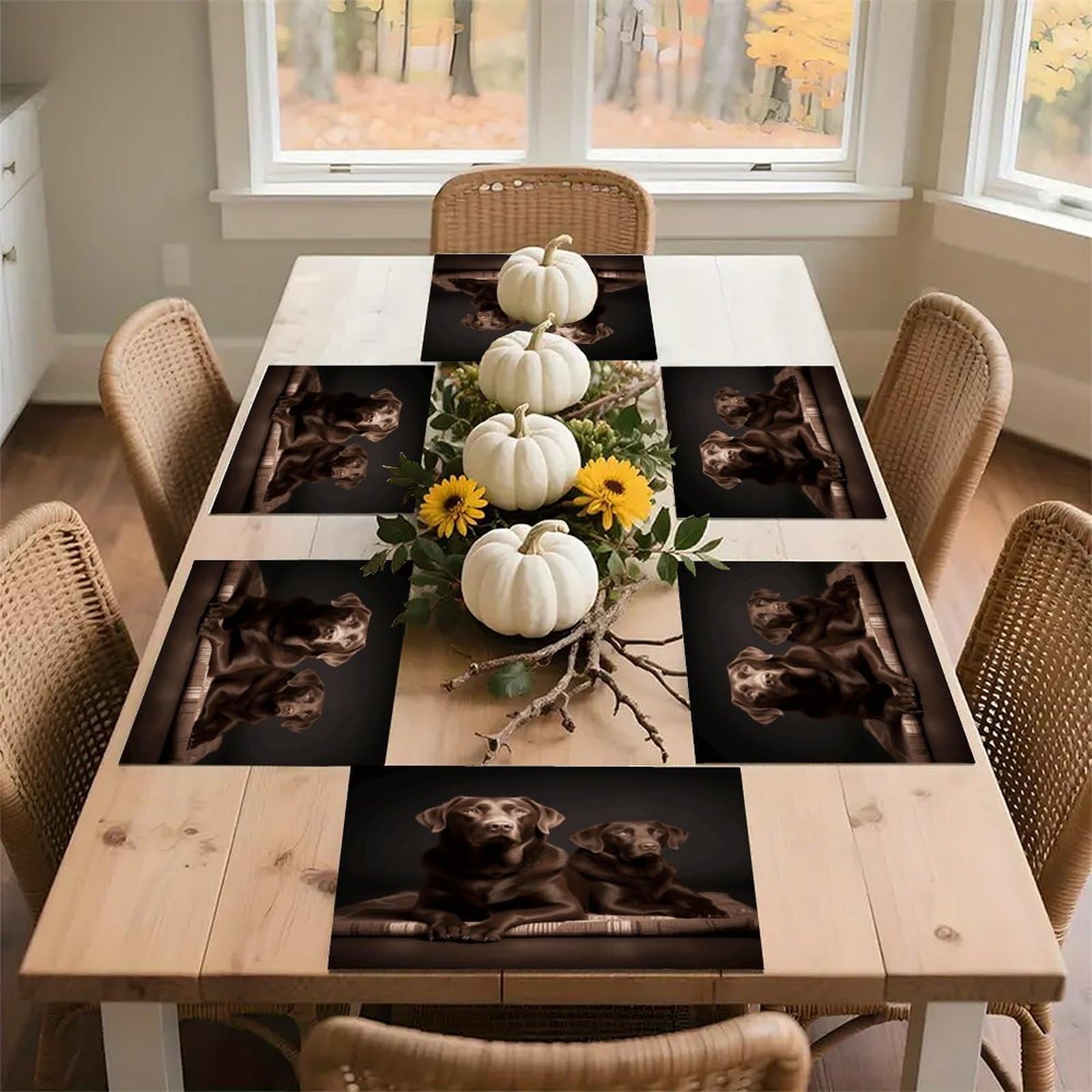 Brown Labrador Retriever Placemats Non-Slip Heat Resistant Table Mats Flax Washable Cloth Place Mats Easy to Clean Premium Placemat for Kitchen Dining Table Decor Party Outdoor