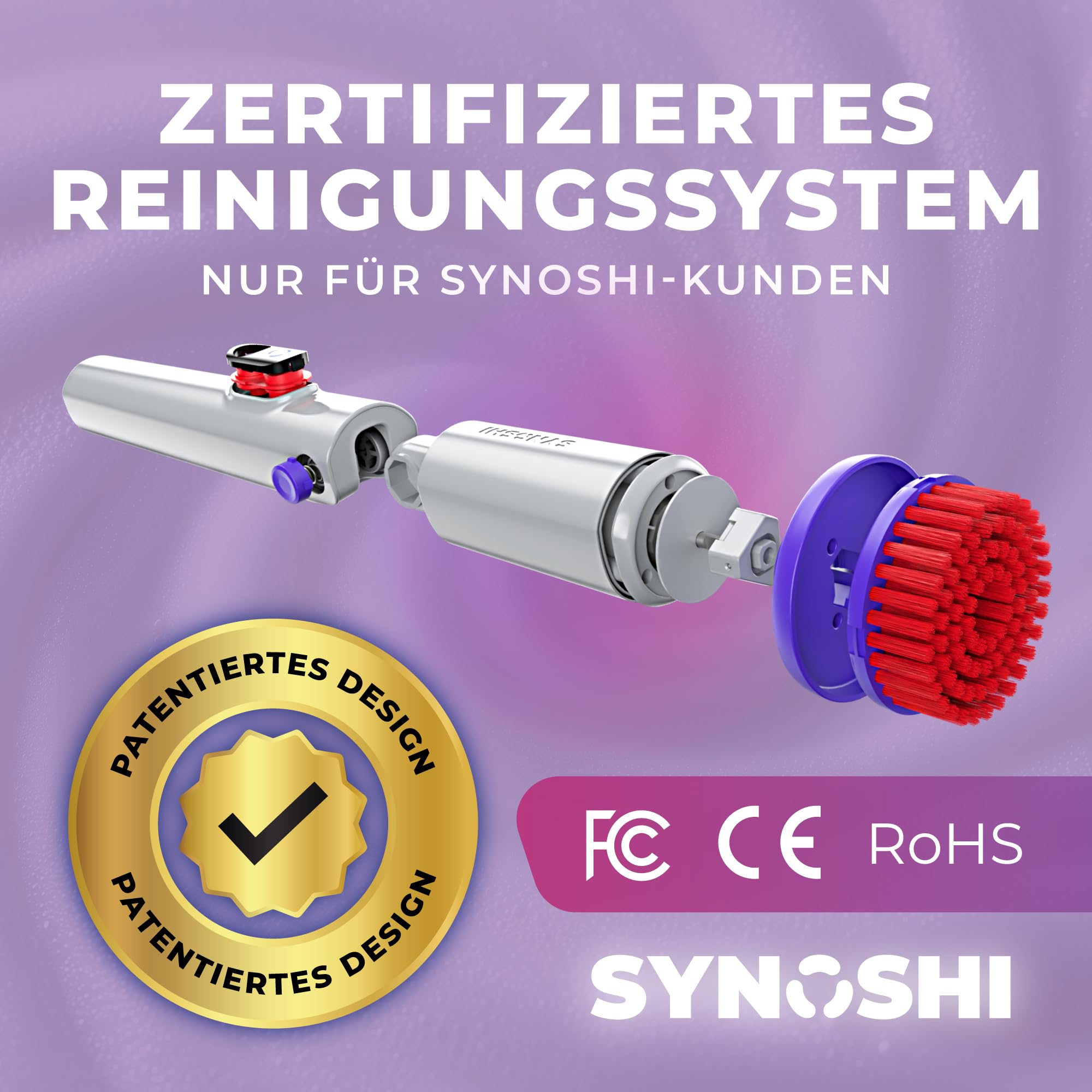 SYNOSHI PRO Elektrische Reinigungsbürste – Kabellos & Wiederaufladbar – Spin Scrubber für Bad, Fliesen und Küche mit Verstellbarem Griff