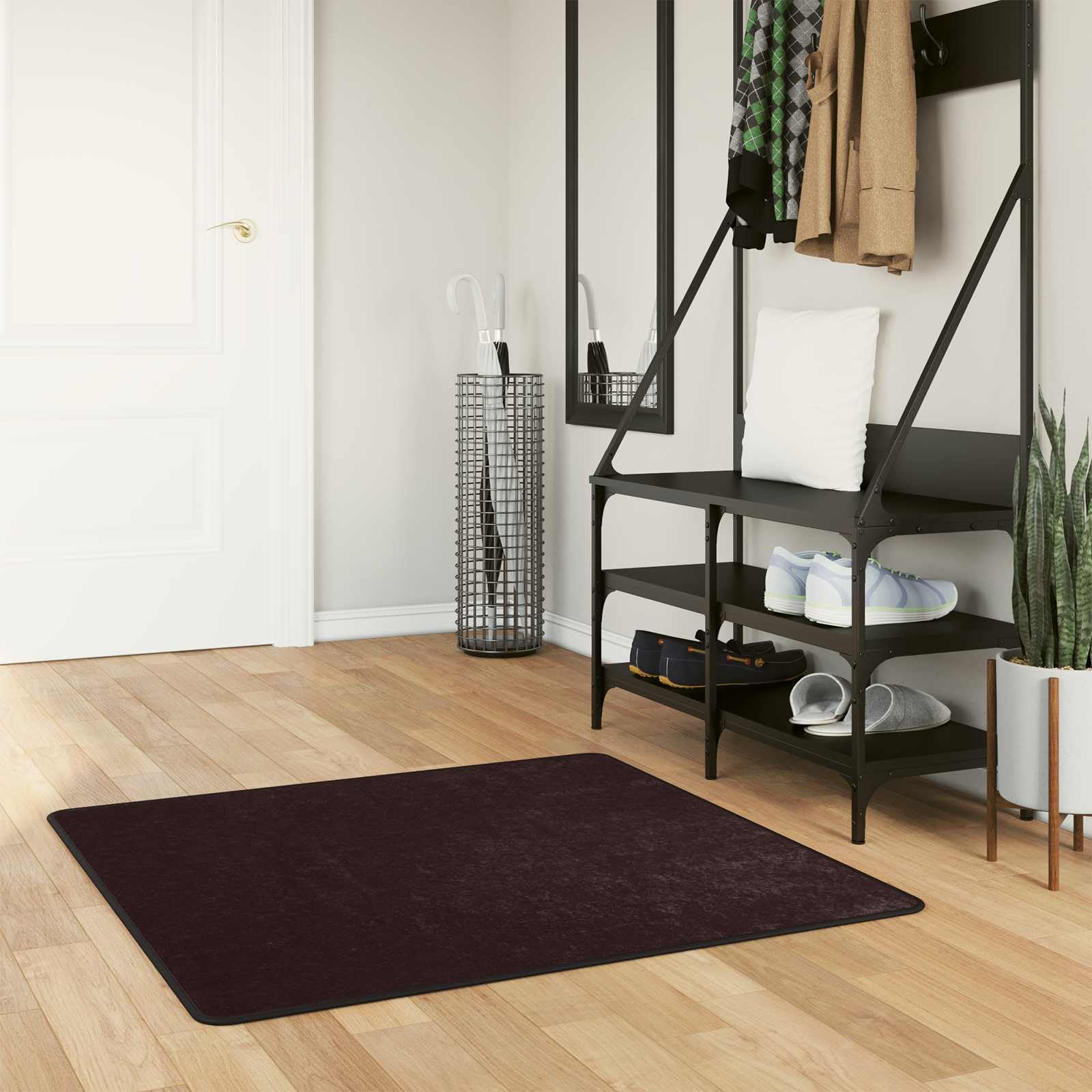 Marsa Tapis de sol, anthracite, 100 x 100 cm, en polyester, PVC, antidérapant, lavable, pour couloir, salon, chambre à coucher, chambre d'enfant, moderne, doux