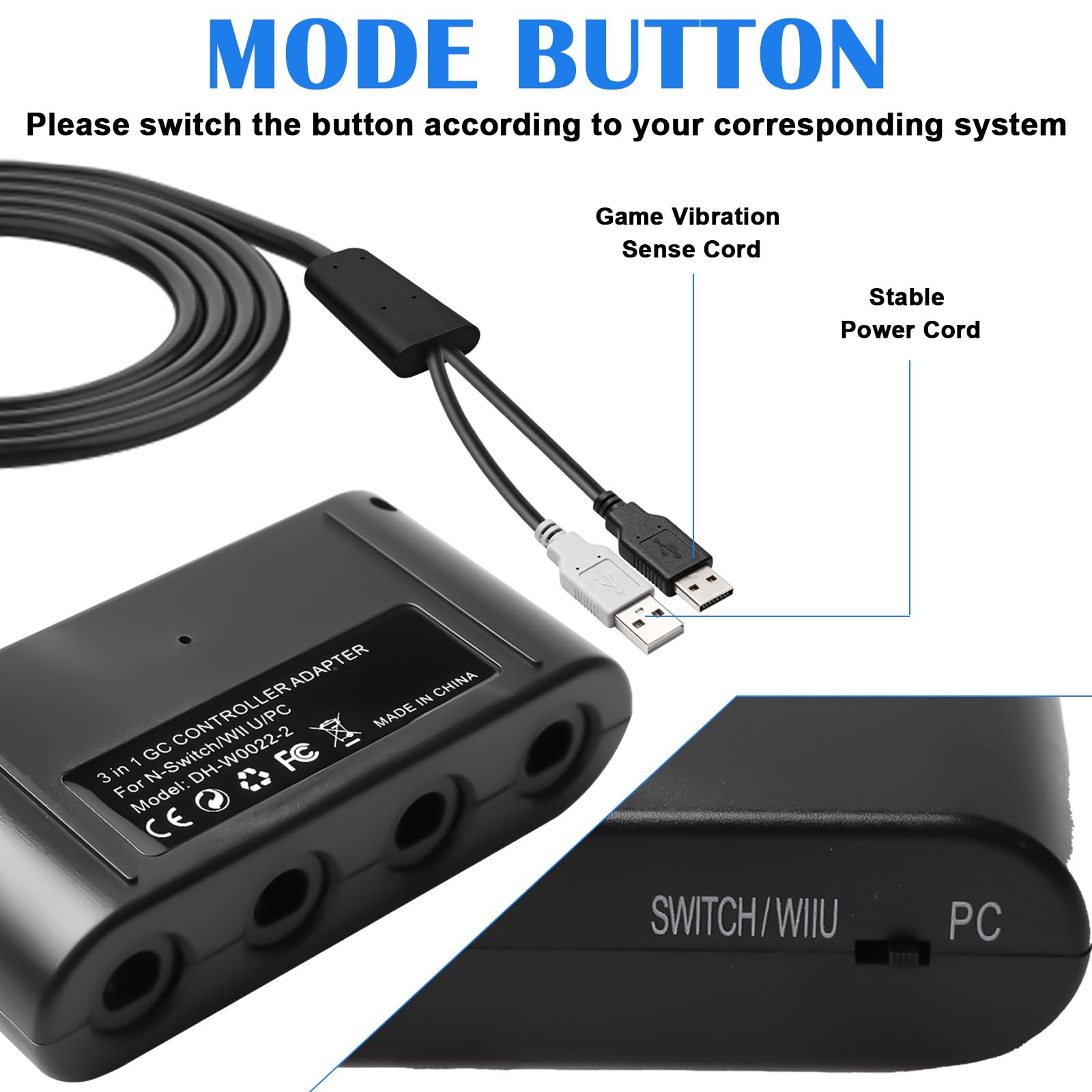 Adaptateur pour Manette GameCube compatible avec Switch, Wii U et PC, USB, 4 Ports