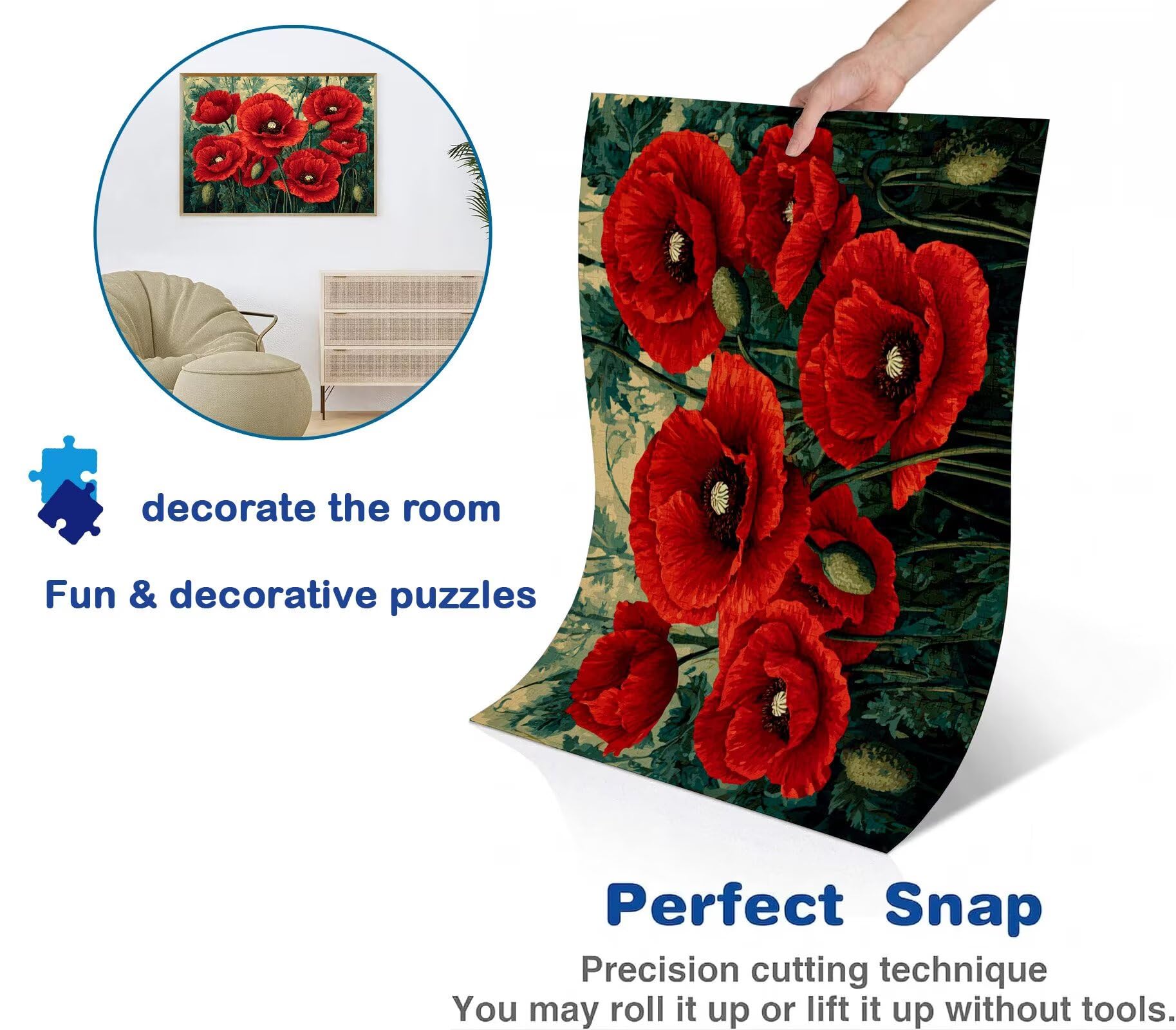puzzle, puzzle 3000 pezzi per Adulti con Poster Incluso, Puzzles Legno per Gioco Familiare, Gioco Educativo e Antistress, Decorazione Parete Casa, Regalo Compleanno, 122 x 81 cm rosso fiore-2 w0-262
