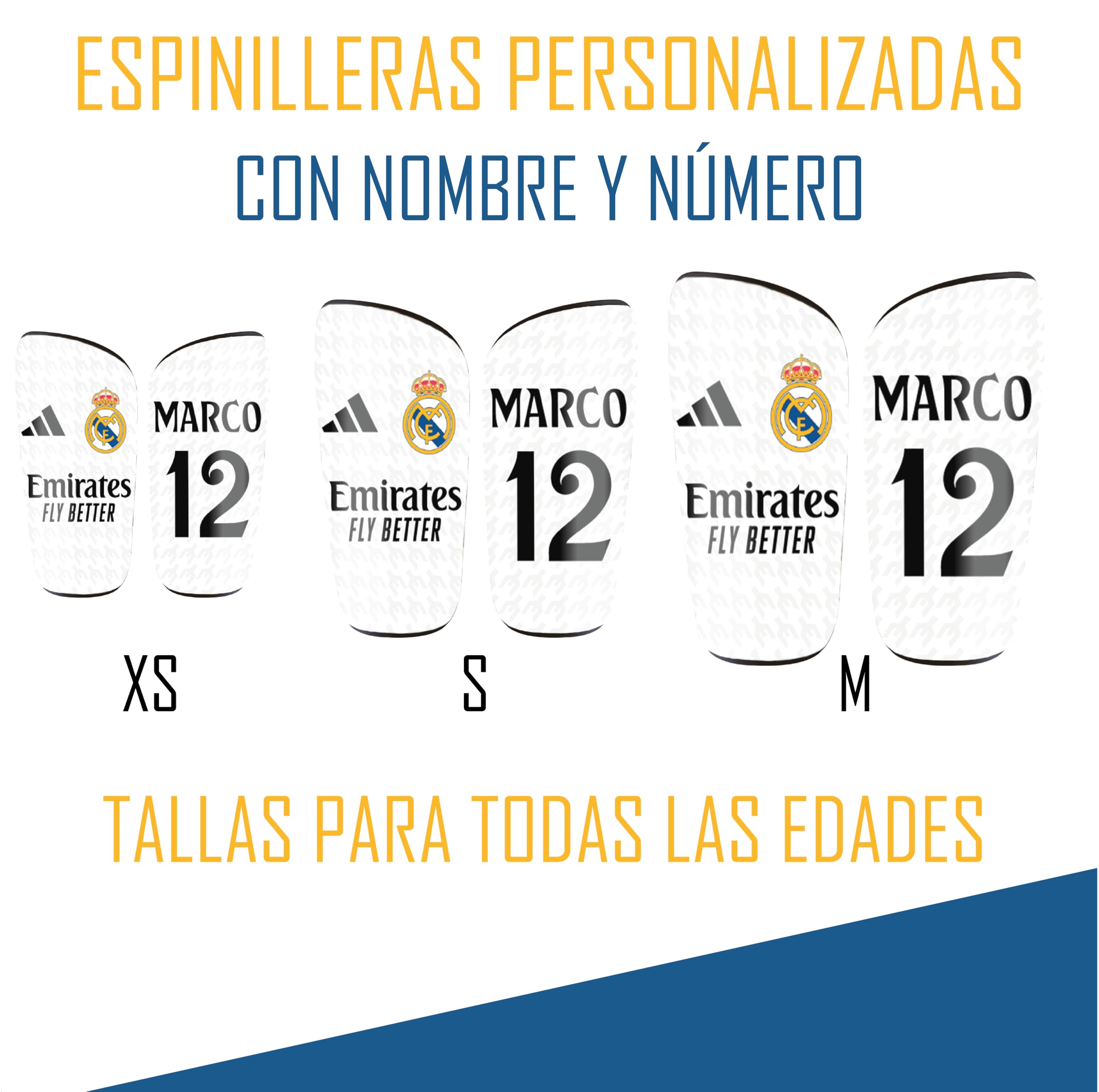 Espinilleras Personalizadas Futbol con Nombre y Dorsal para Niños y Adultos