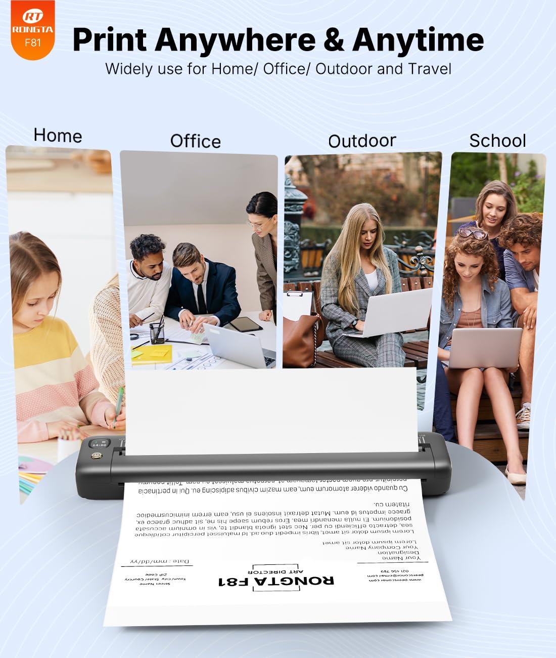 Rongta Portable Printers Wireless for Travel Bluetooth Mobile Printer Thermal Inkless Printer for School Office Home Use Compatible — view 7