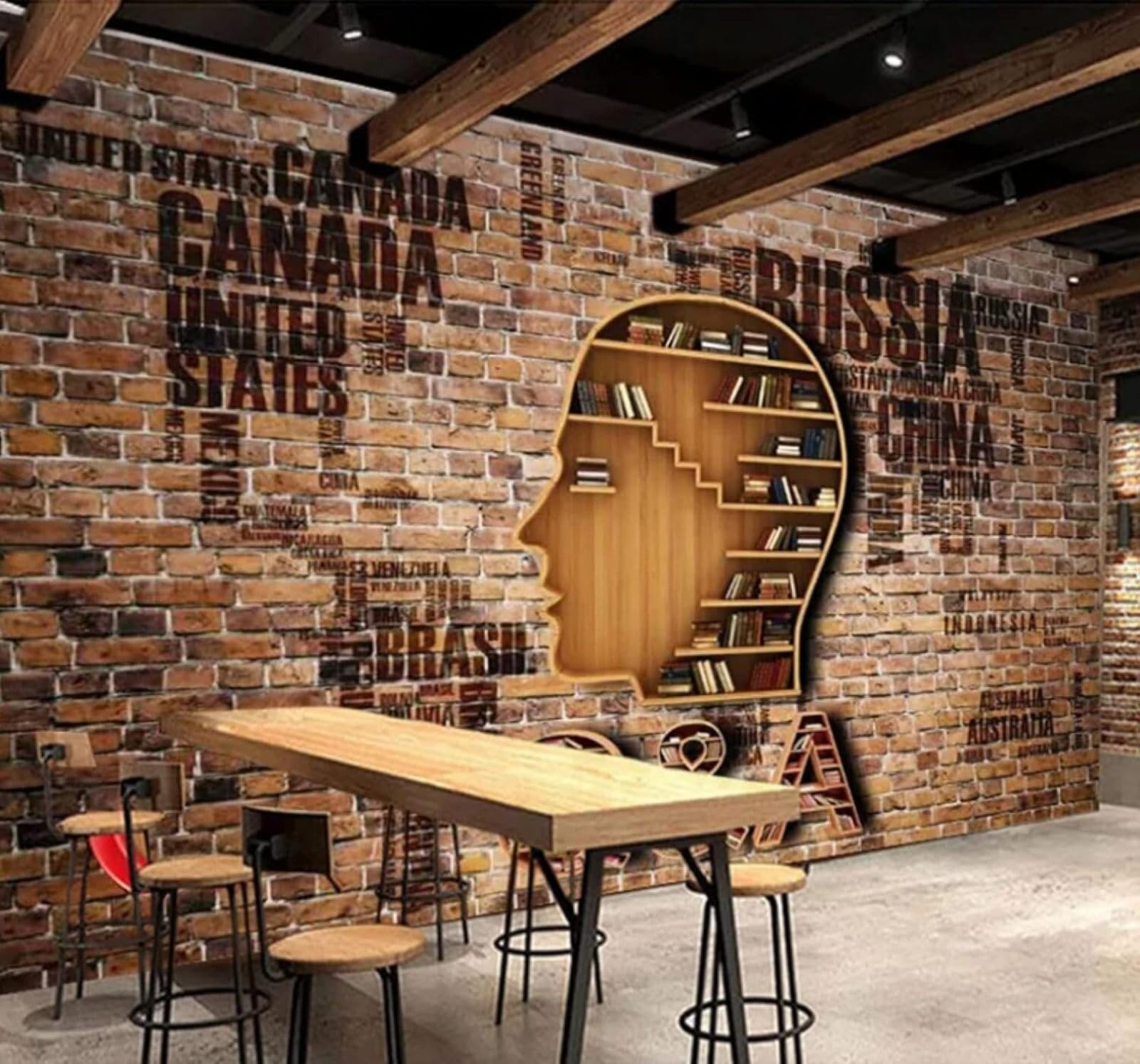 XLMING Vintage Nostalgic Creative Bookshelf Art 3D Wallpaper Luxury Home Dining Decor Paste Sofa Living Room The Wall for Bedroom Mural-400cm×280cm