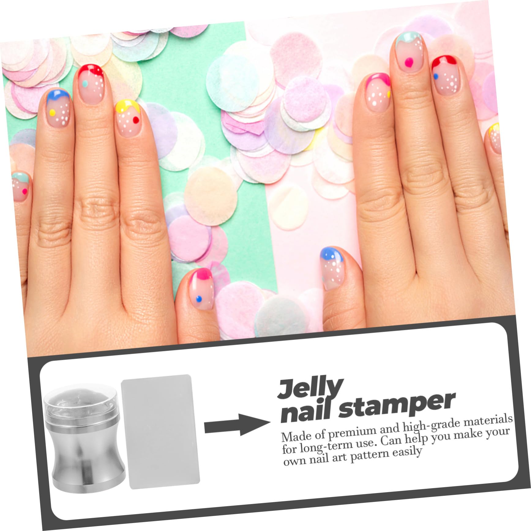 Healeved 5sets Stampini Per Unghie Silicone Per Nail Art Facili Usare Stampini e Raschietto Per Decorazioni Unghie Mano