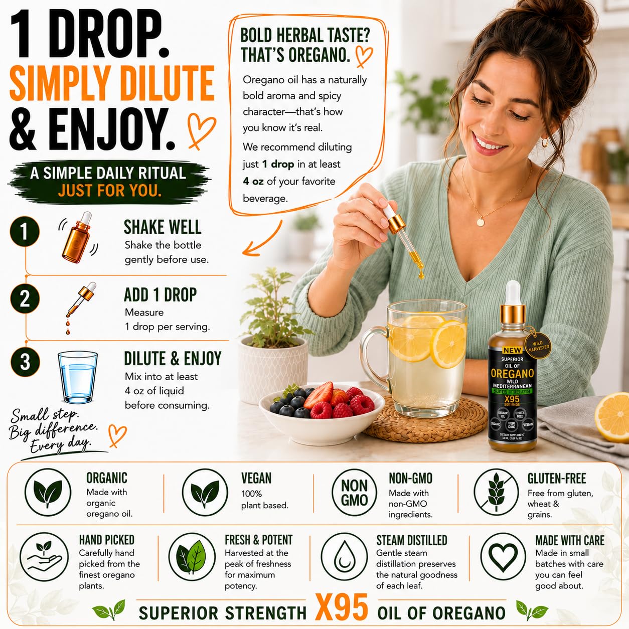 Oregano Oil Drops - 1,000 Servings | Organic Wild Mediterranean Oregano Oil — Amazon image 4