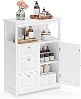 VASAGLE White Floor Storage Cabinet with 3 Drawers, Adjustable Shelf, 11.8x23.6x31.5in - Freestanding for Bathroom, Living Room, Entryway