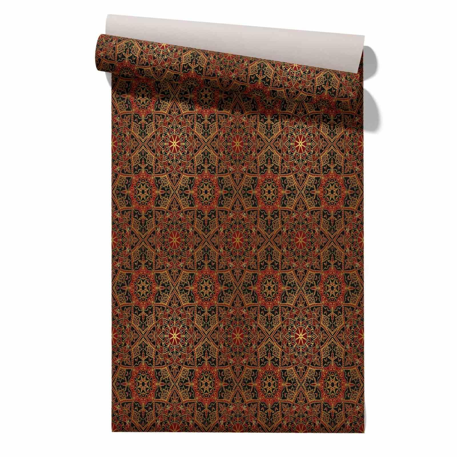 CEVAN Peel and Stick Wallpaper for Living Room Covering Mandala Ethnic Retro Unisex Bedroom Drawer Liner Wardrobe Waterproof Wallpaper Cupboard Doors 45x300cm