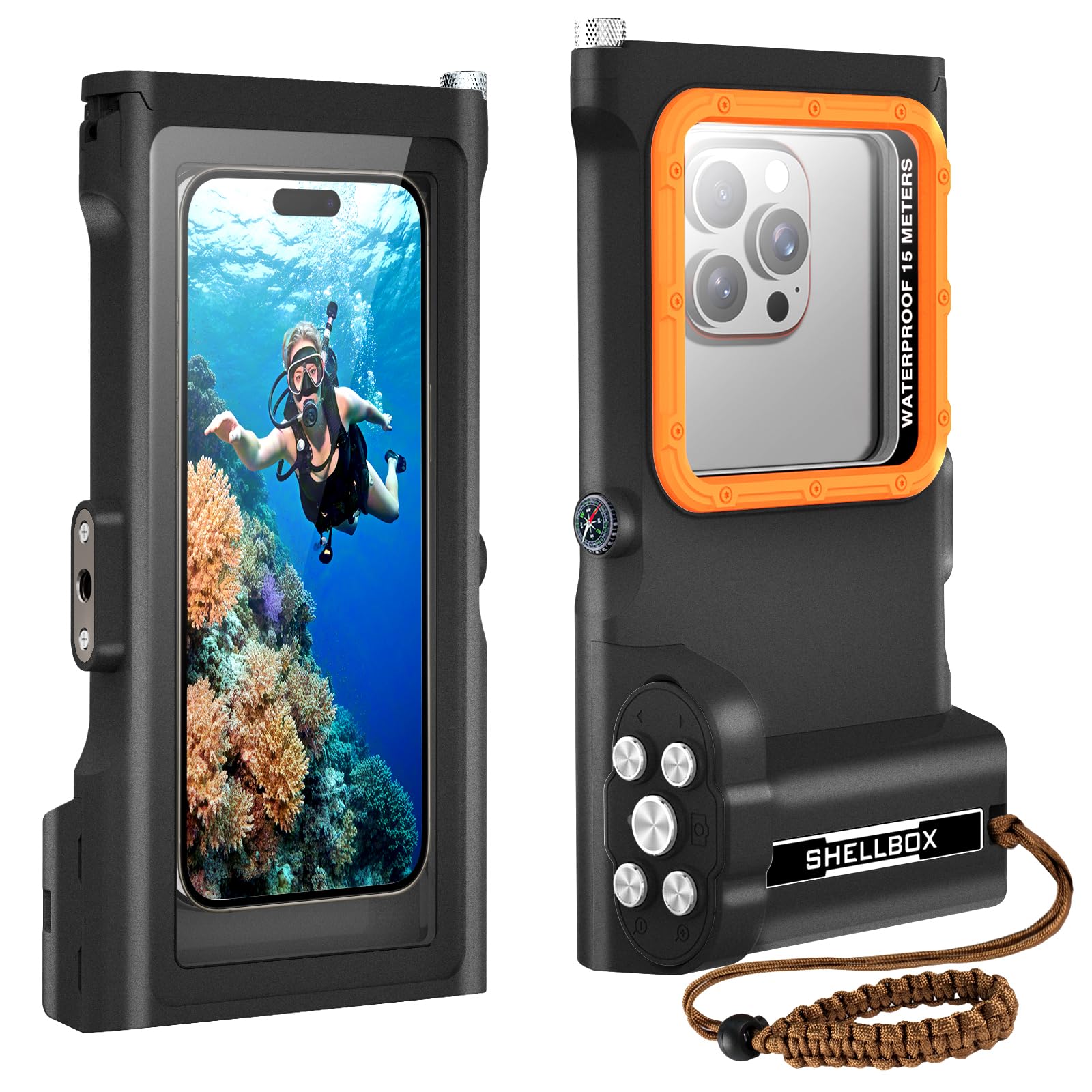 Custodia Impermeabile Smartphone IPX8 Porta custodia cellulare impermeabile 15m Subacquea compatible per iPhone 13 14 15 16 Pro 13 14 15 16 Pro Max Samsung S25 S24 S23 Xiaomi Redmi Note 14 13 12