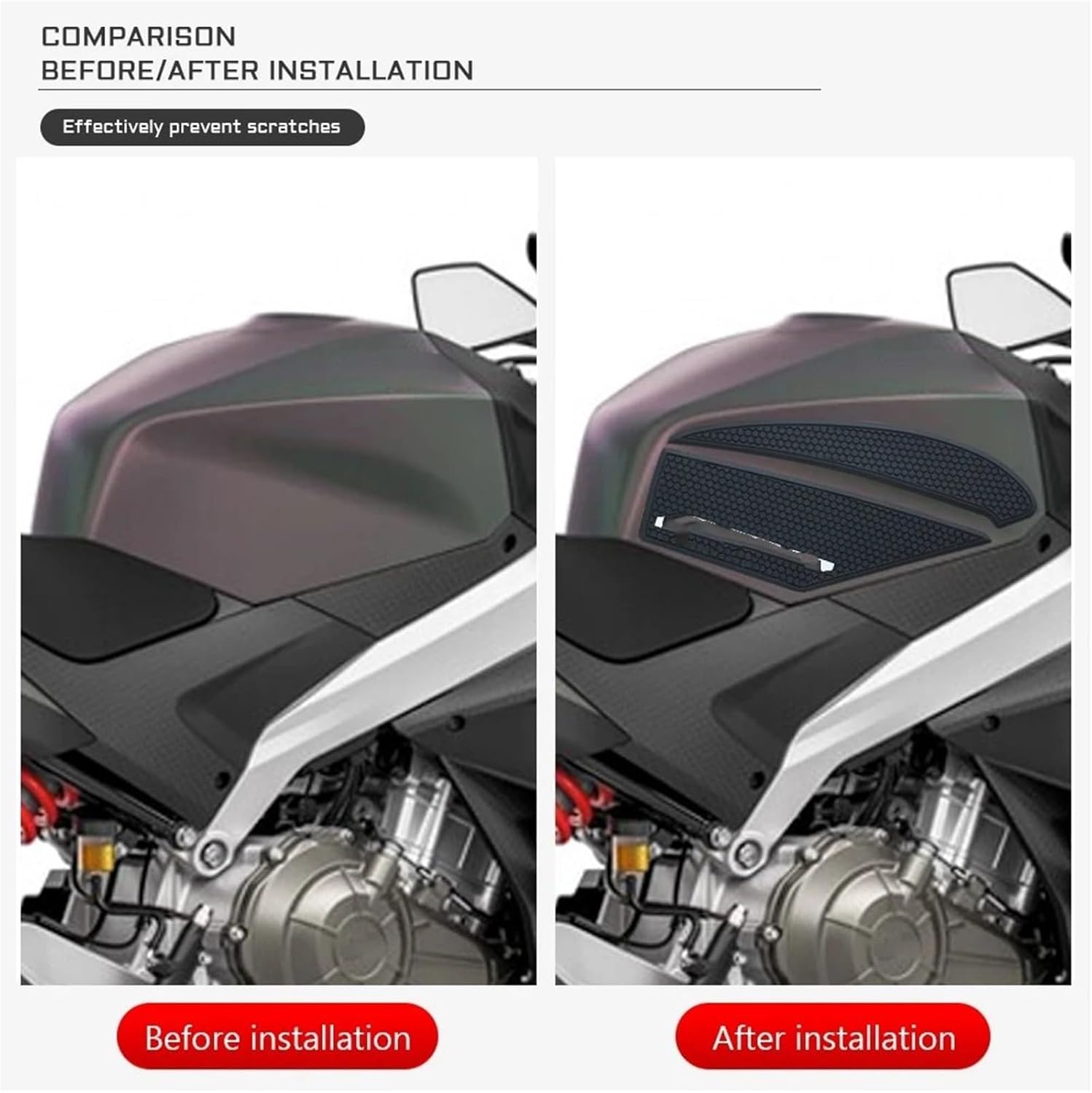 バイク タンク ステッカー Aprilia RS 457 RS457 2024-2026に適合 オートバイ用 滑り止めサイド燃料タン