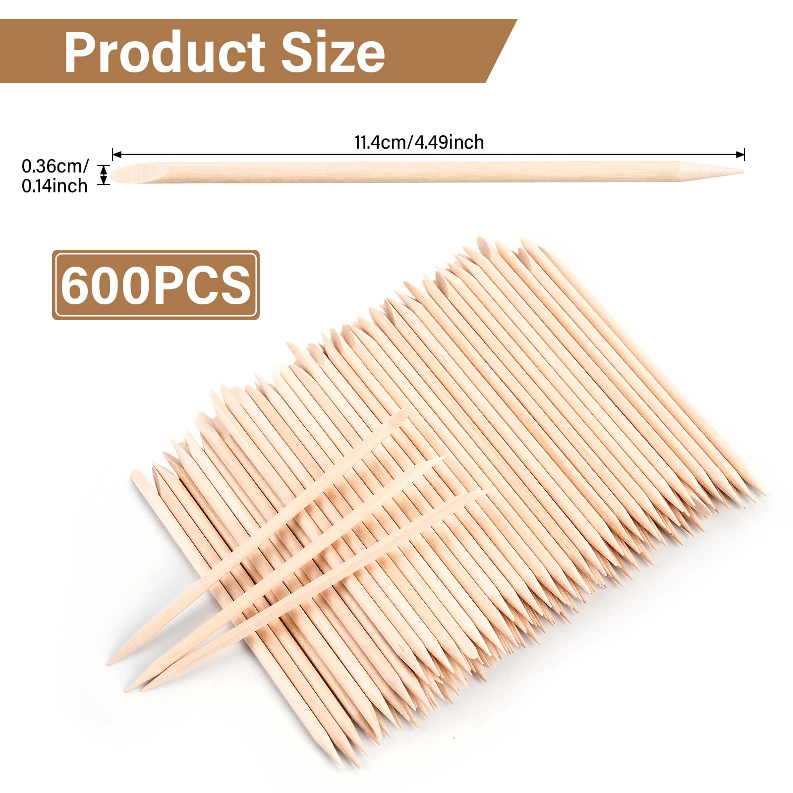 600 Cuticle Pushers - Nail & Facial Hair Removal Sticks -3 600 Cuticle Pushers - Nail & Facial Hair Removal Sticks -3