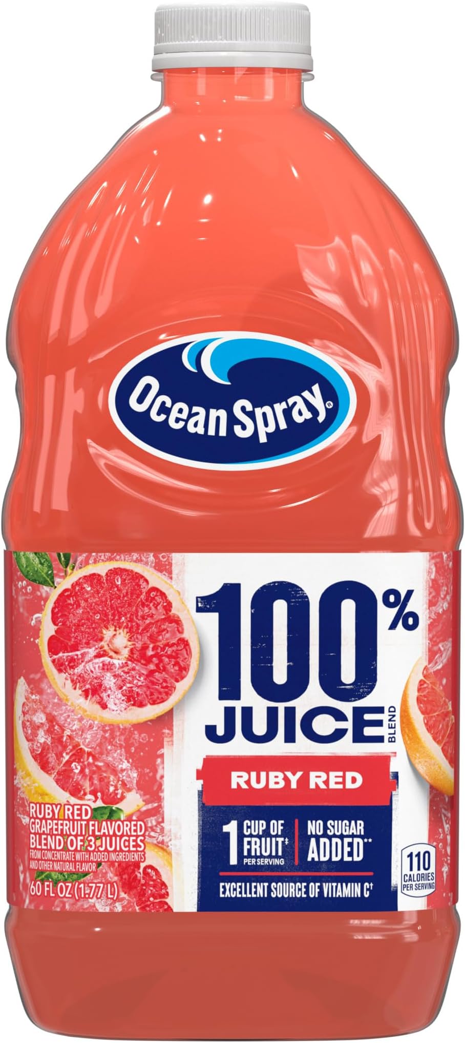 Ocean Spray 100% Juice, Ruby Red Grapefruit, 60 Ounce Bottle (Packaging May Vary)