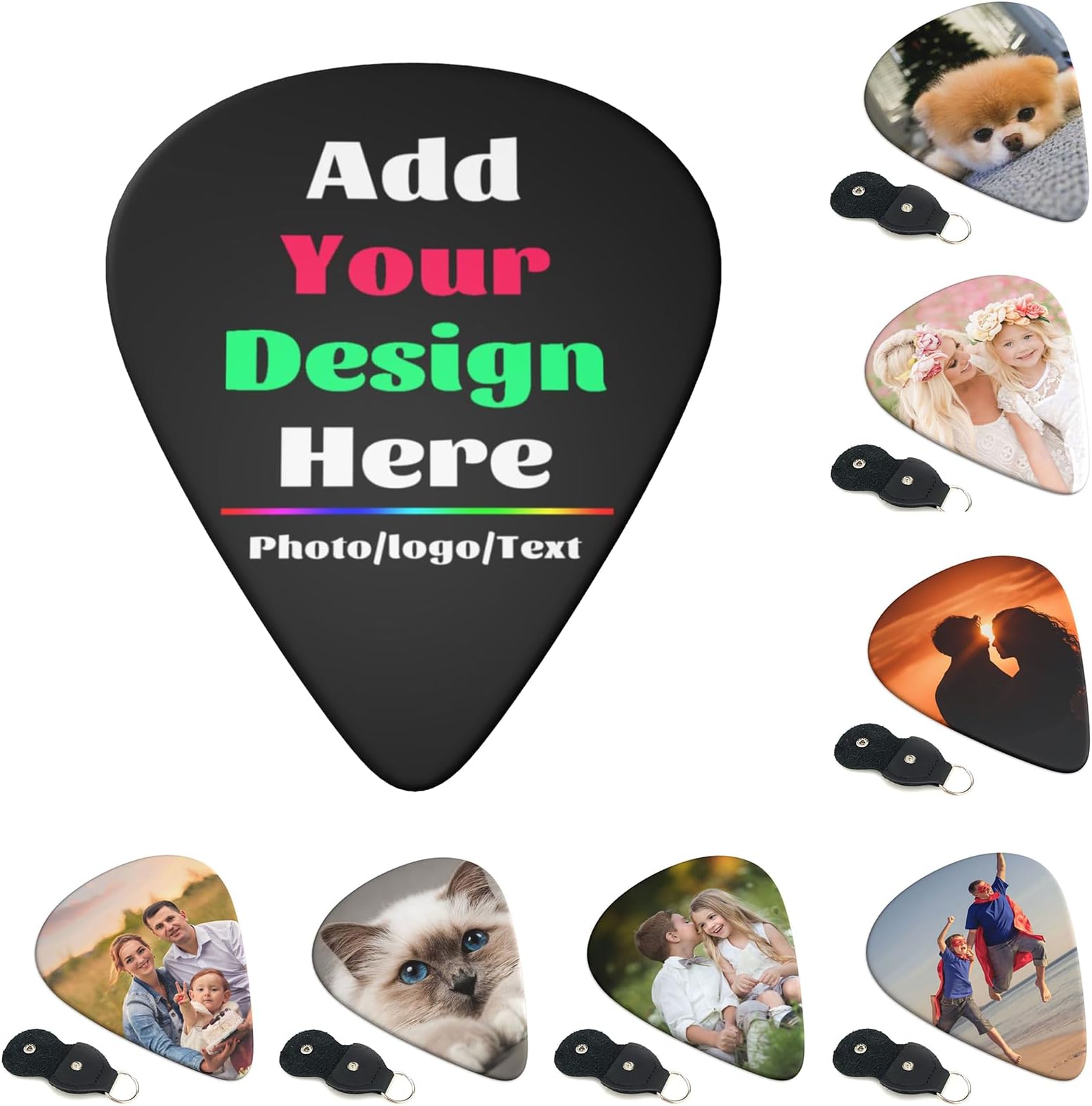 Custom Guitar Pick Personalized Guitar Picks Add Your Own Text Image Logo Customized Guitar 6 Picks Gift for Guitar Players,0.71mm(Double Sided Printing)