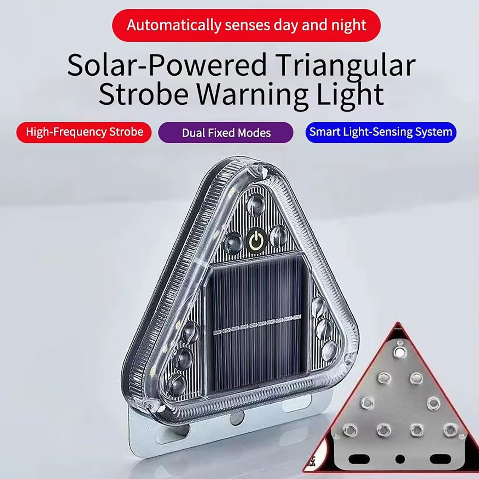 Luces Traseras Intermitentes De Emergencia Solares, Luz Advertencia Impermeable, Baliza Estroboscópica LED Inalámbrica Con Base Magnética For Coche, Vehículo Y Camión(4pack,Magnetic Bracket)