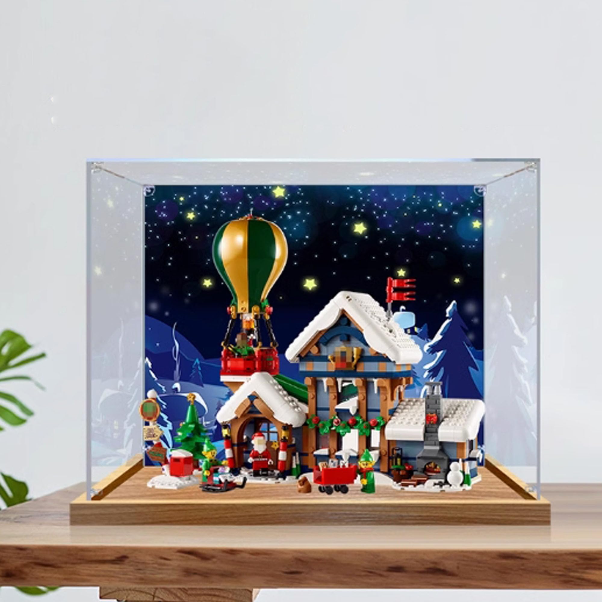 Acrylic Display Case, Compatible with Lego 10339 Santa's Post Office Model Set, Dustproof Transparent Display Case, Storage Box (Display Case Only) (Painted Background)