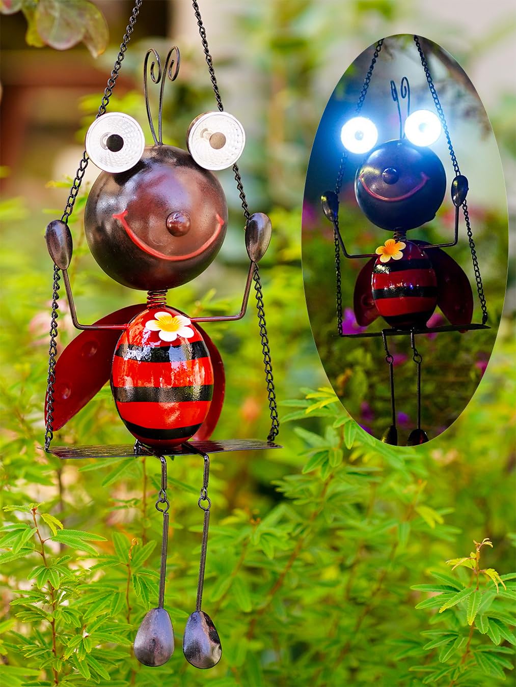 Amazon.com : GDF Solar Lady Bugs Swing Metal Ladybug Hanging