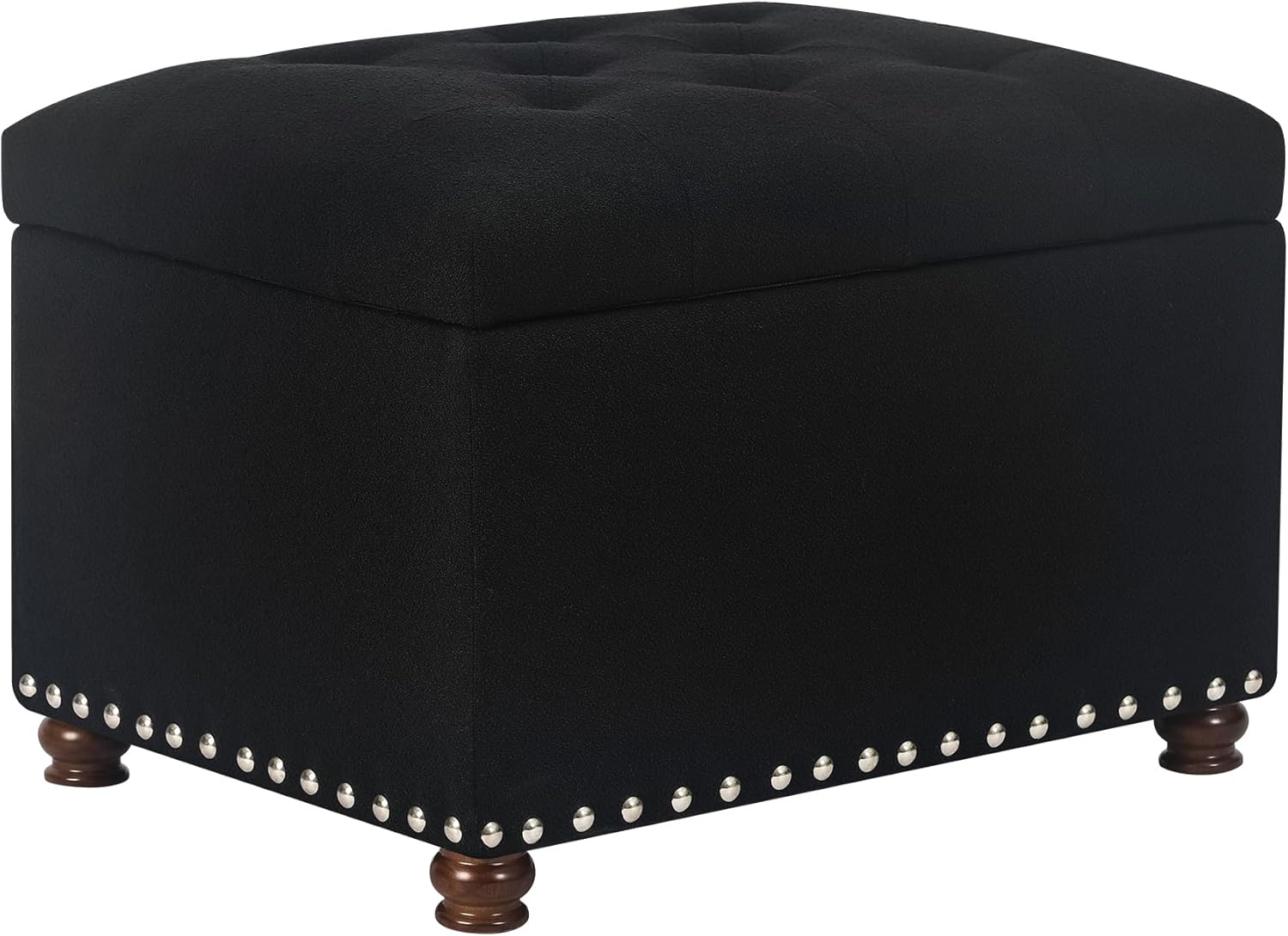 Joveco Storage Ottoman Bench, Rectangle 24 Linen Black
