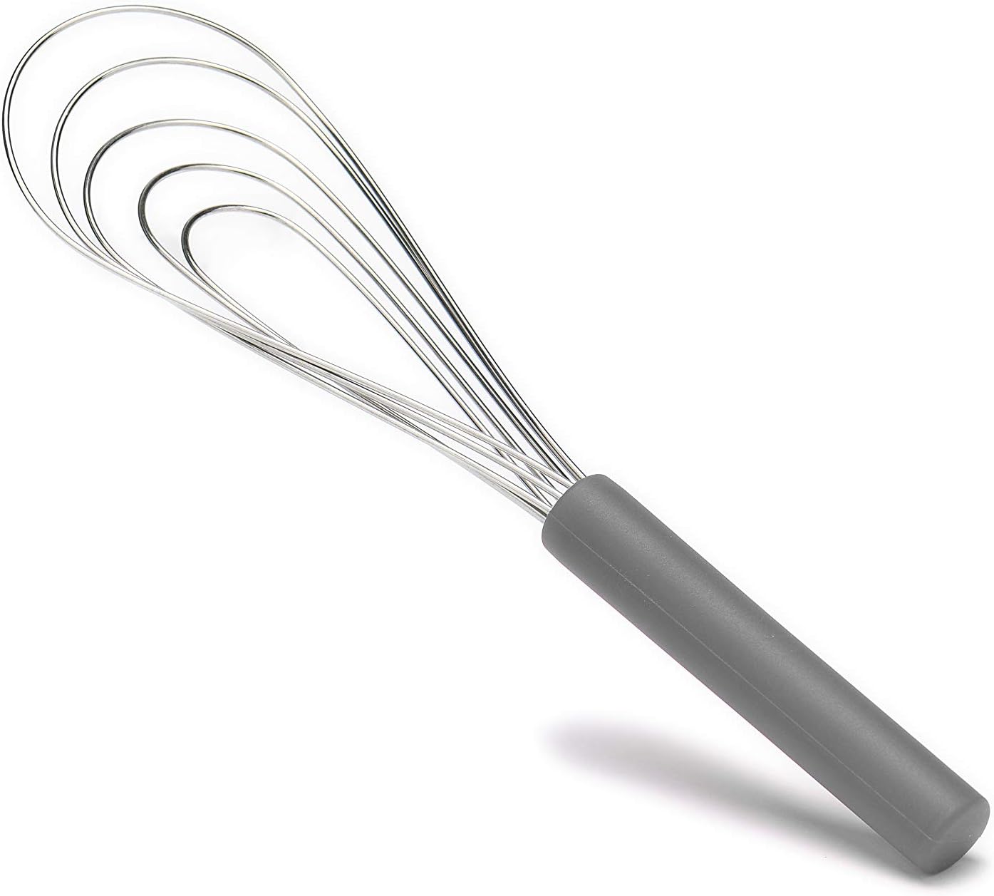 Flat Whisk Silicone Handle Non Slip 10" - 5 Wires Whisk with 10 Heads for Kitchen Cooking by Jell-Cell (Grey) - Image 2