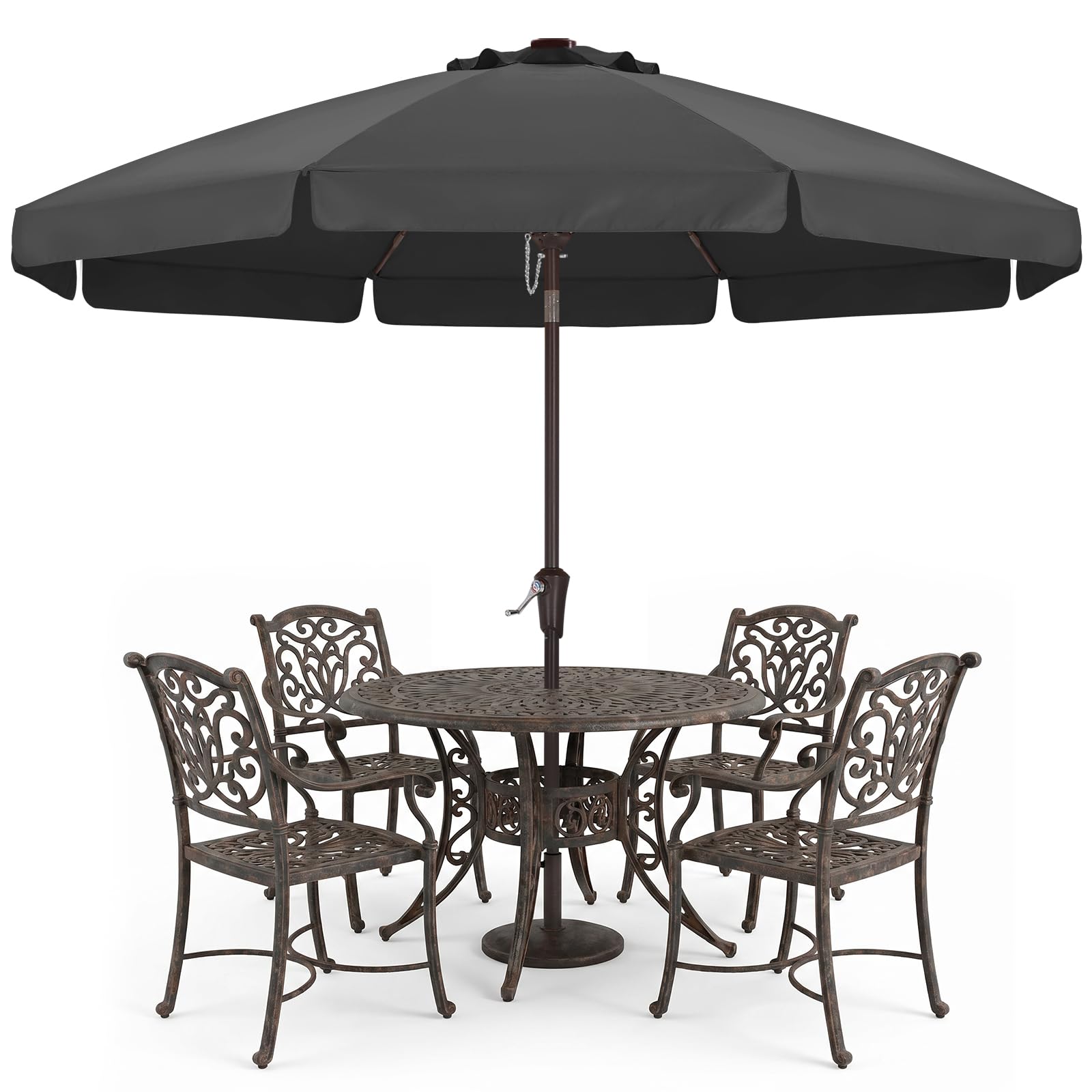 ABCCANOPY 10ft Scalloped Patio Umbrella, Outdoor Table Umbrella with Tilt and Crank, Fiberglass Ribs Deck Umbrella for Patio, Pool, Garden, Picnic (Dark Gray) — image 1