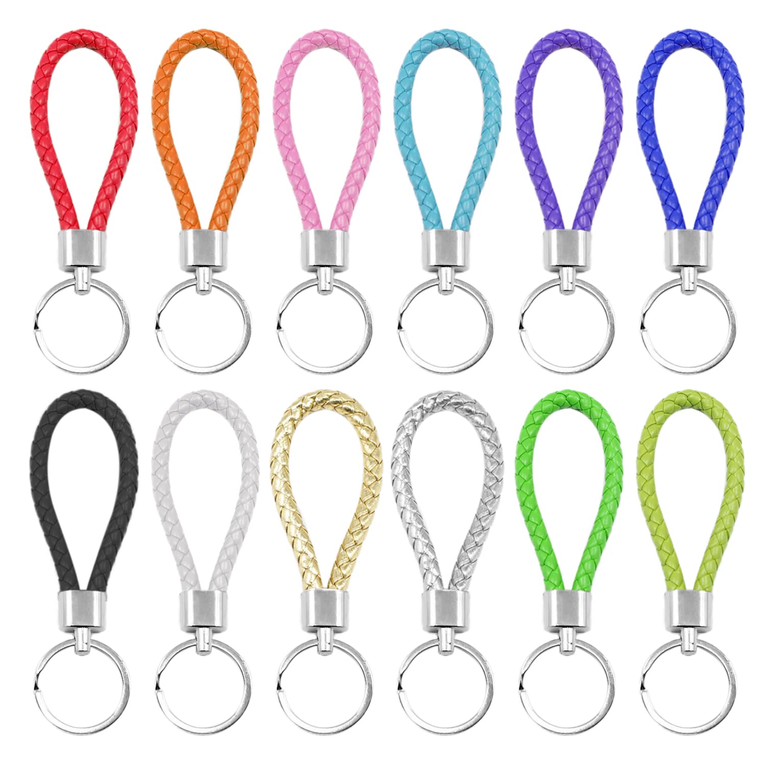 NINVVS12-Leather Rope Keychain, Woven, Neutral, Portable, Suitable for Men and Women (12-Color)