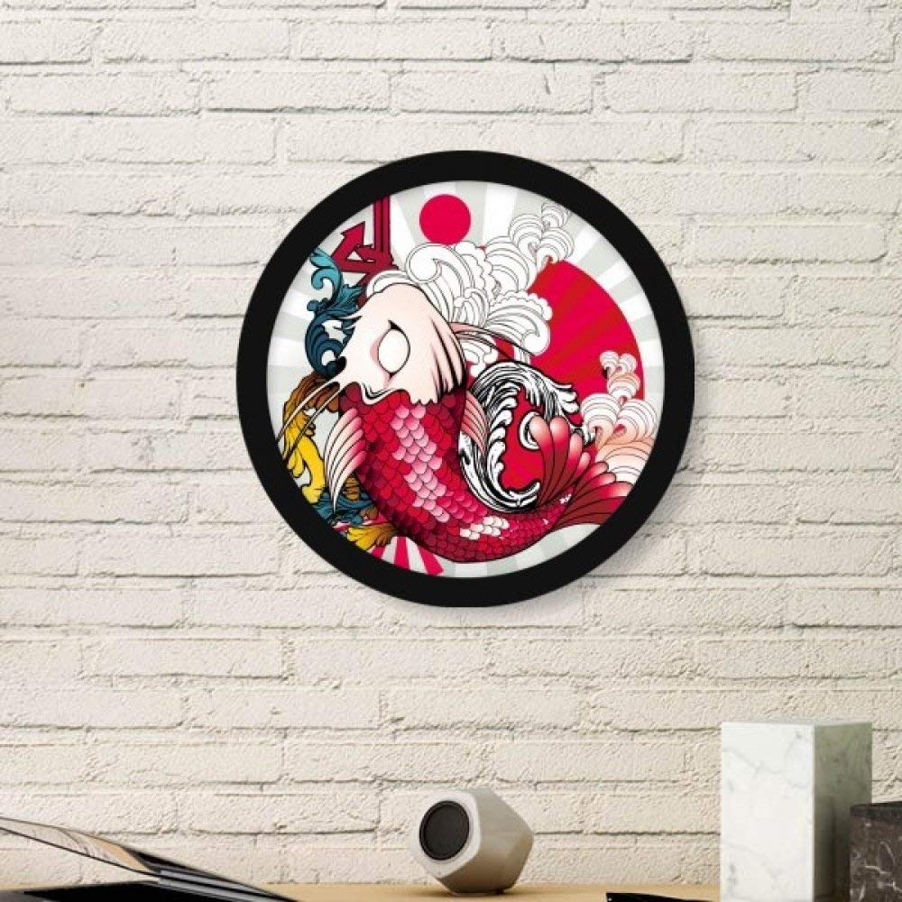 Cadre photo carpe japonaise DIYthinker petit format noir pour illustration ronde